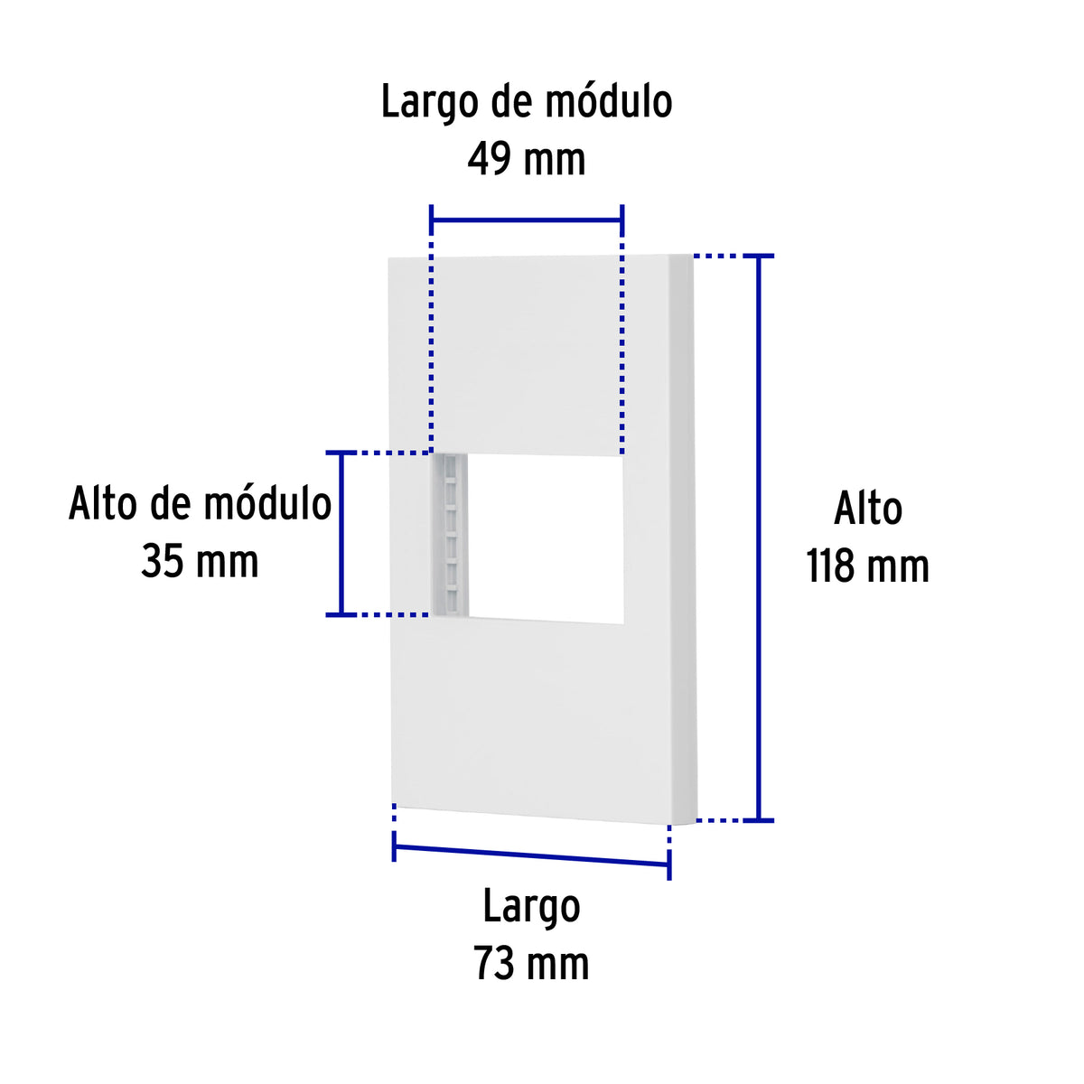 Placa 1 ventana, 1.5 módulos, línea Española, color blanco