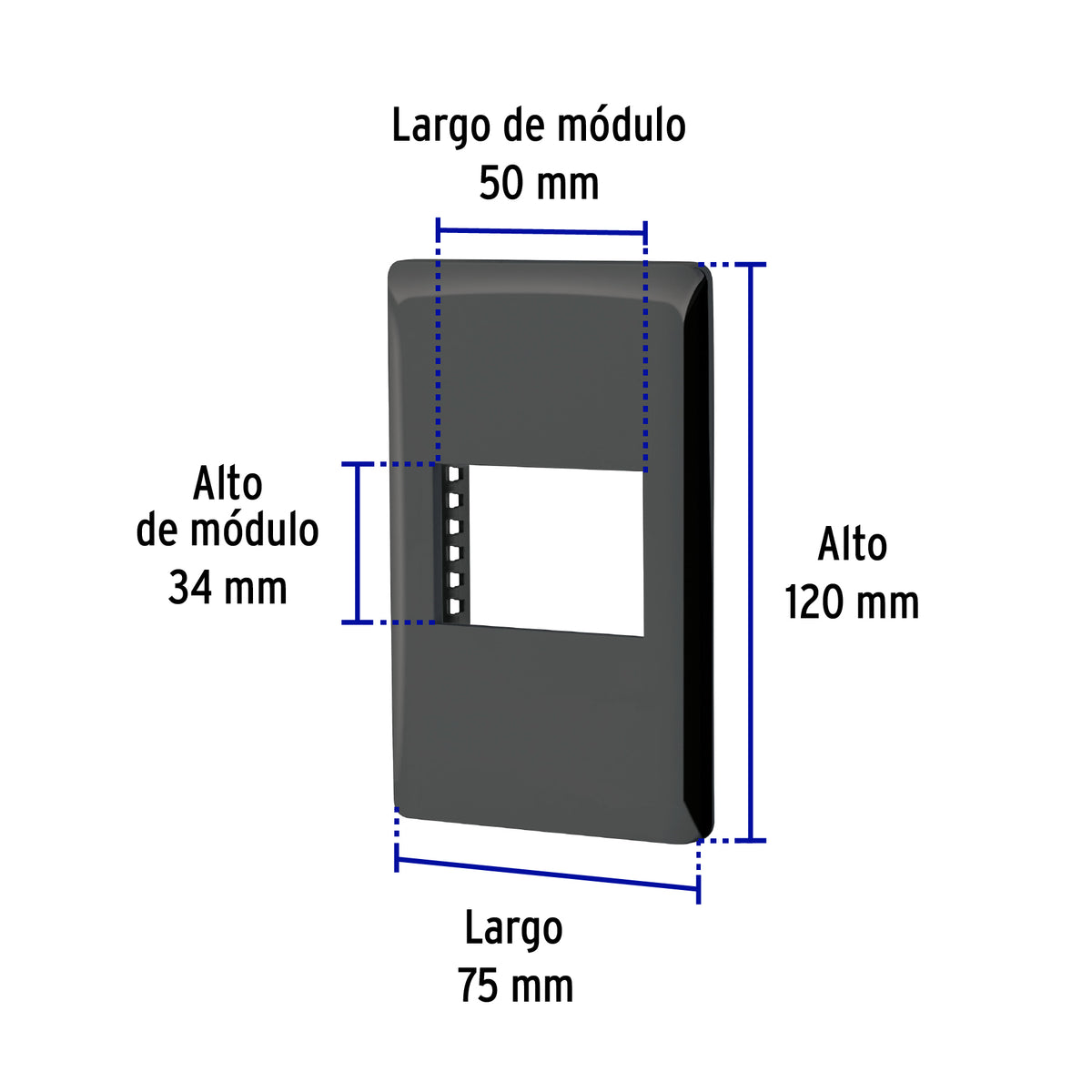 Placa negra de 1 ventana 1.5 módulos, línea Lisboa, Volteck