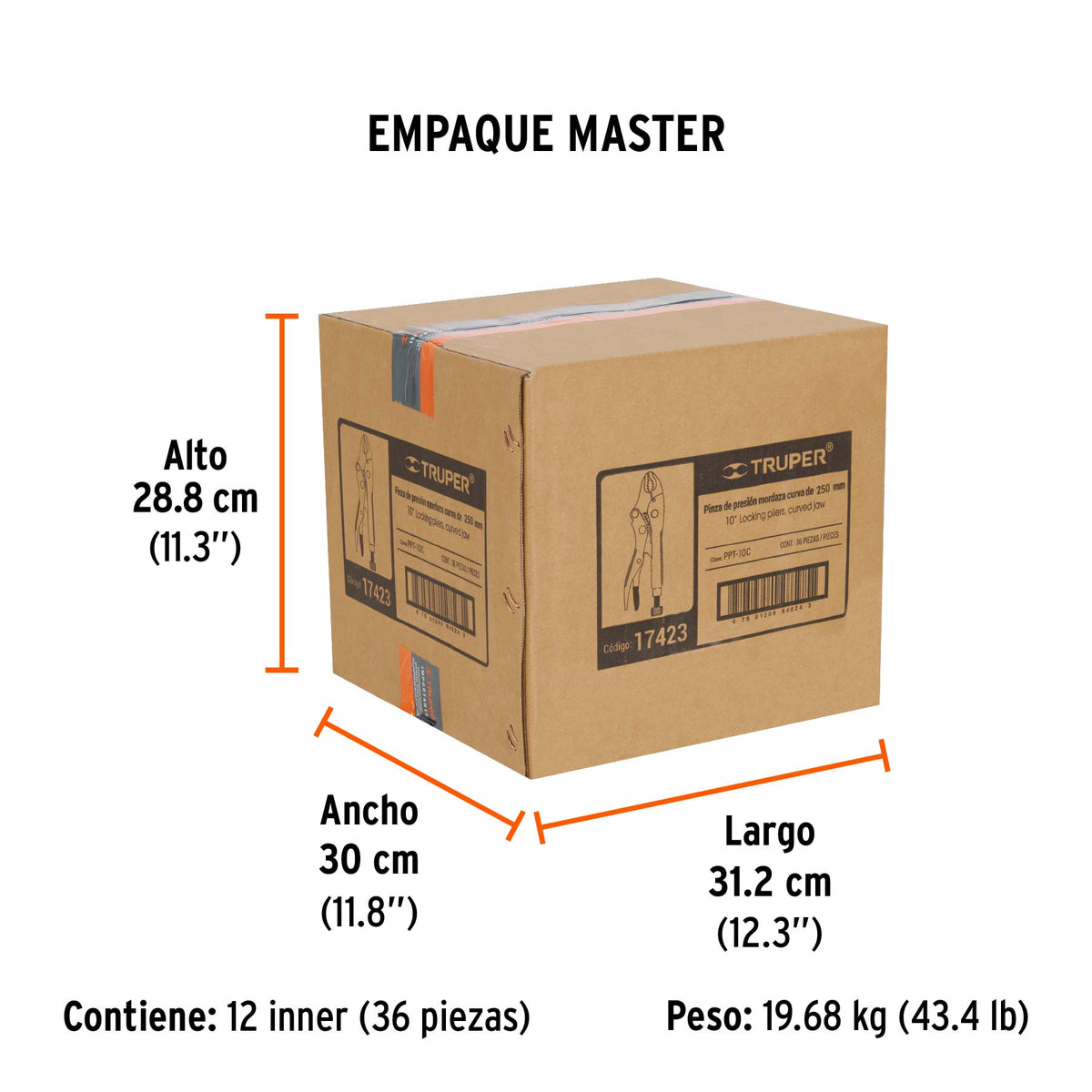 Pinza de presión 10", mordaza curva