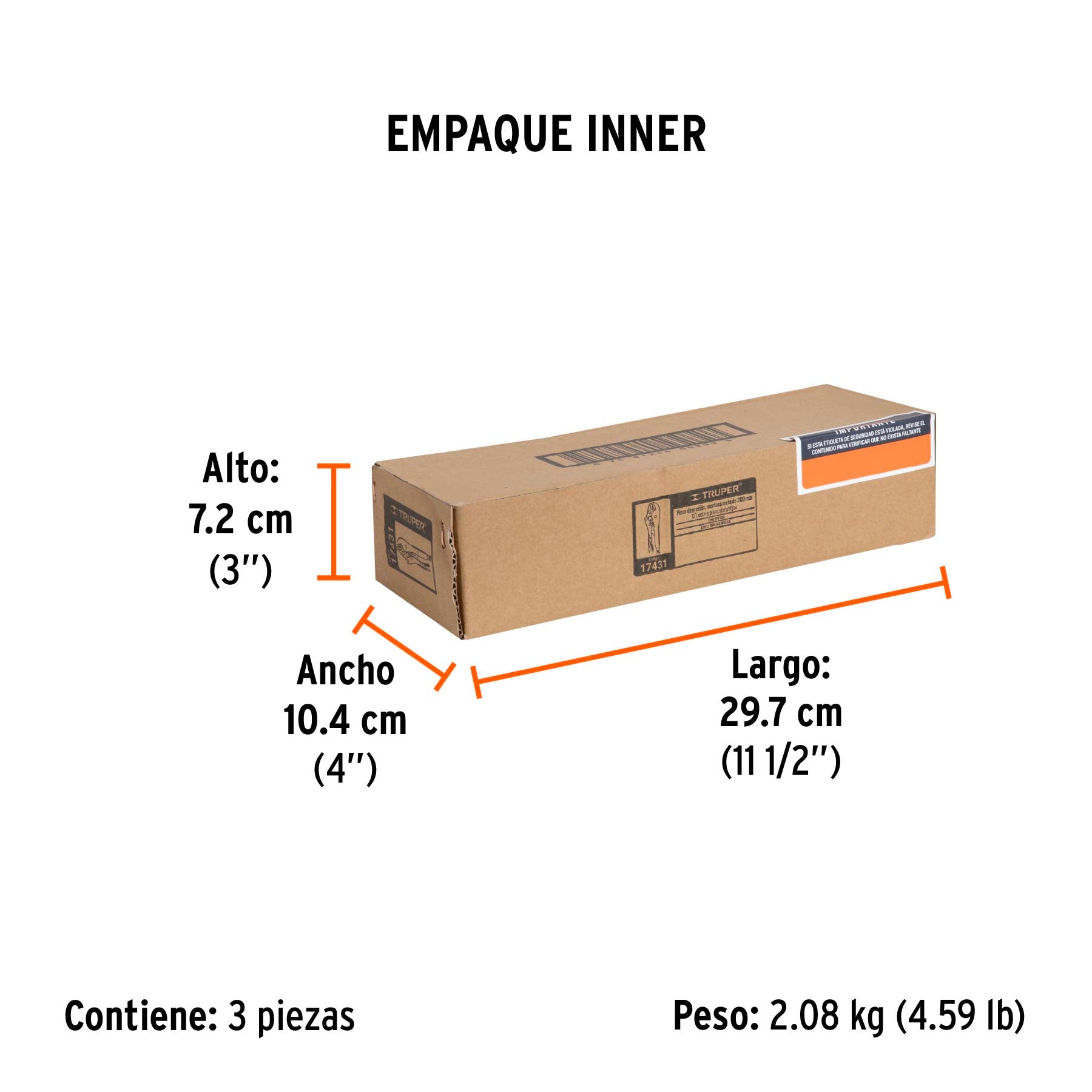 Pinza de presión 12", mordaza recta