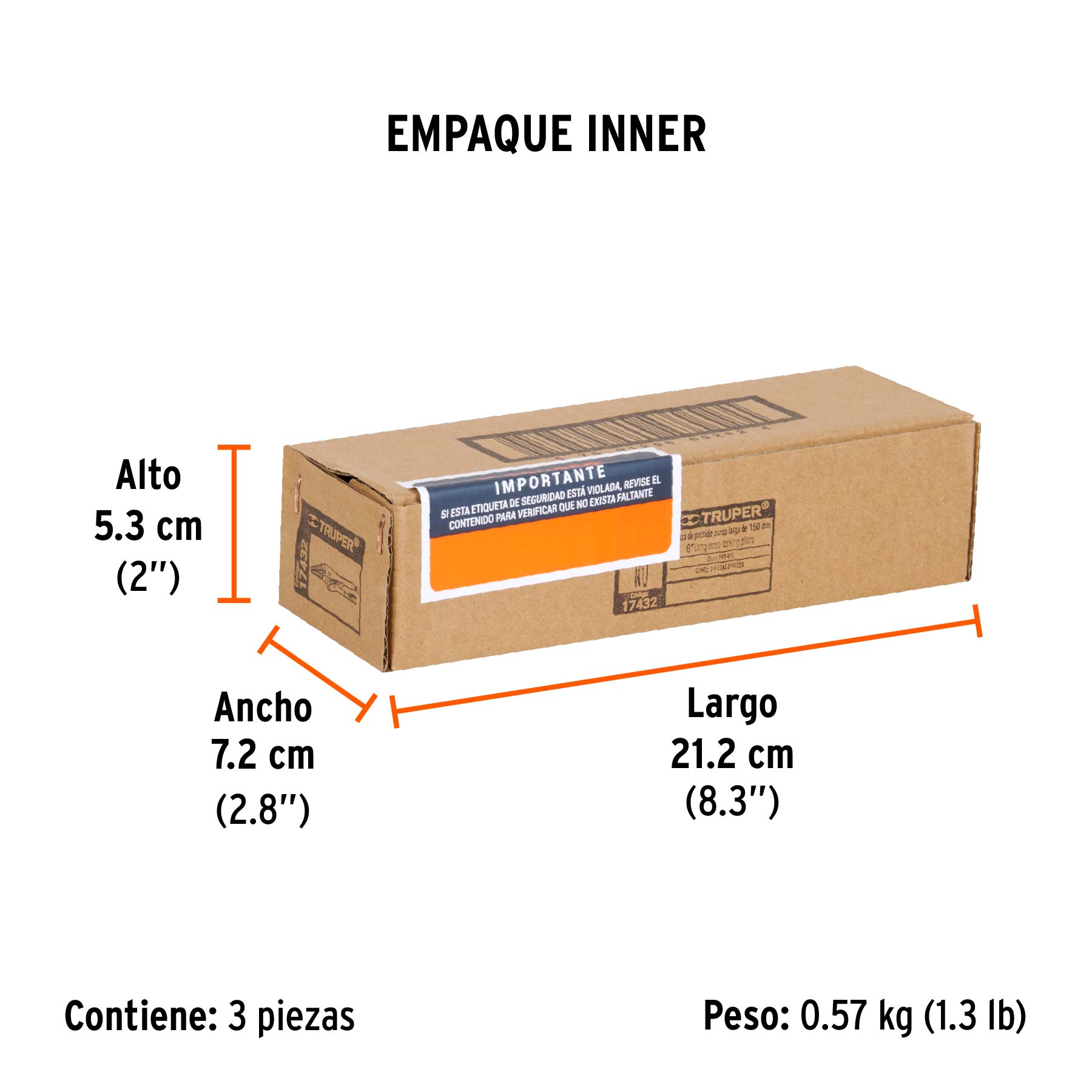 Pinza de presión 6", punta larga