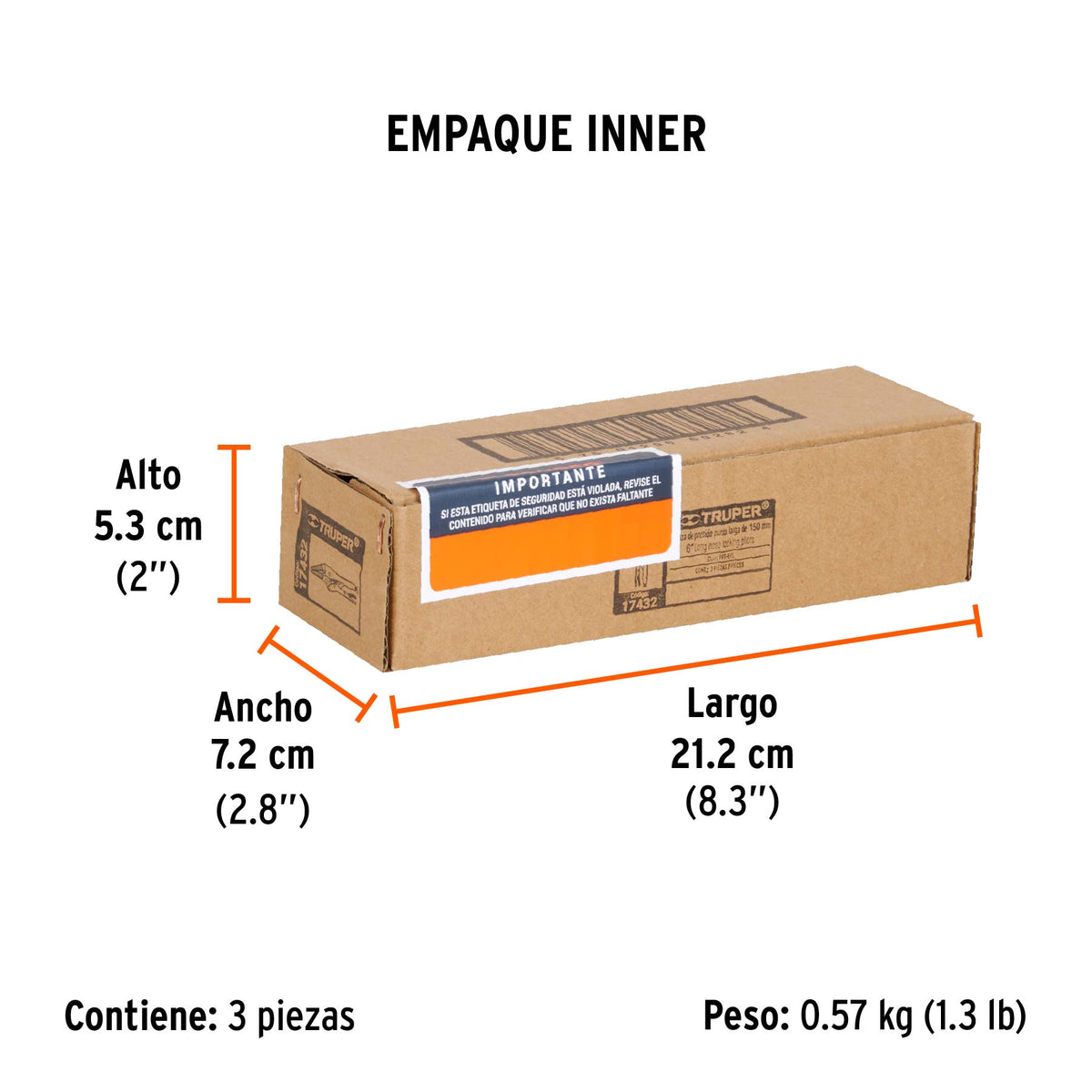 Pinza de presión 6", punta larga