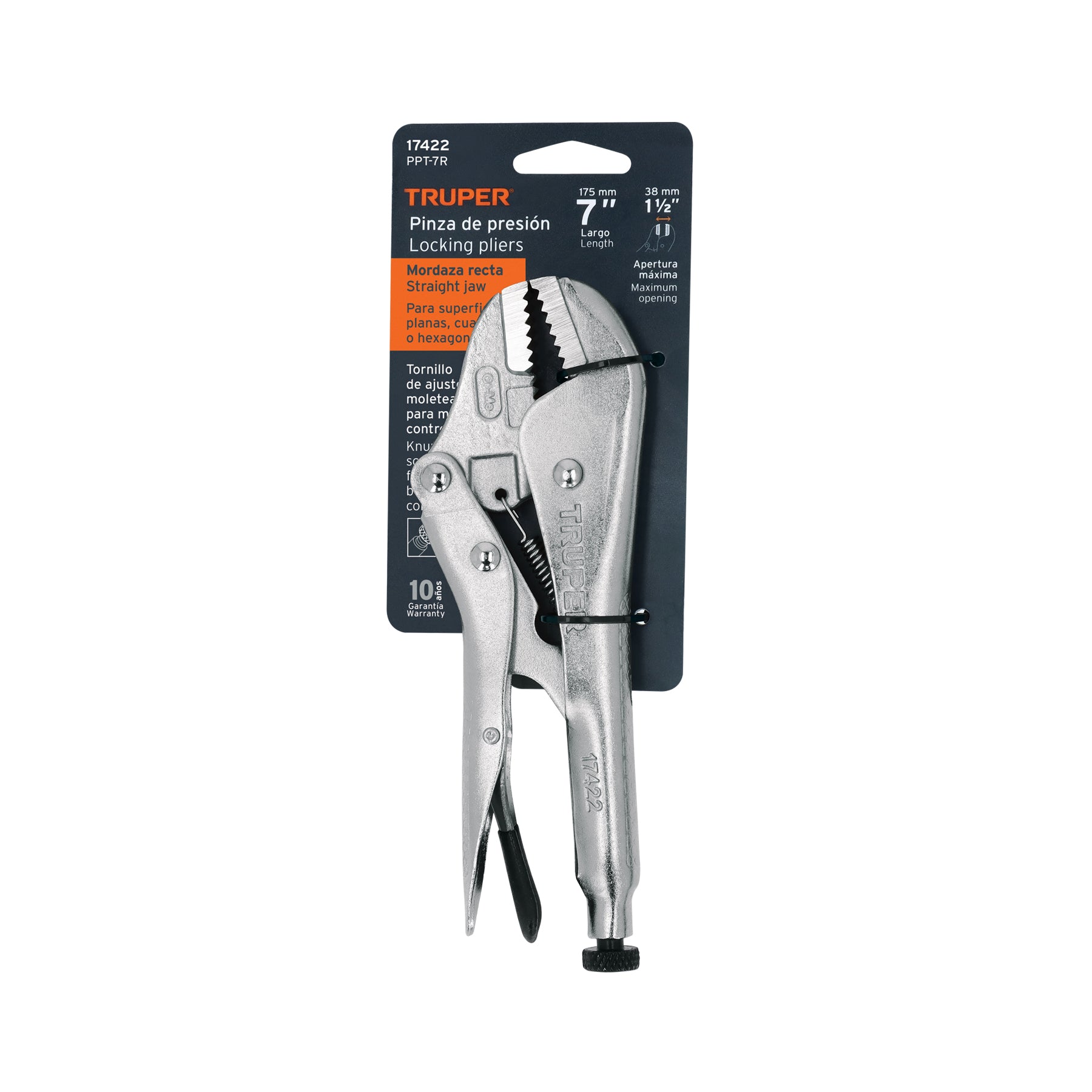 Pinza de presión 7", mordaza recta