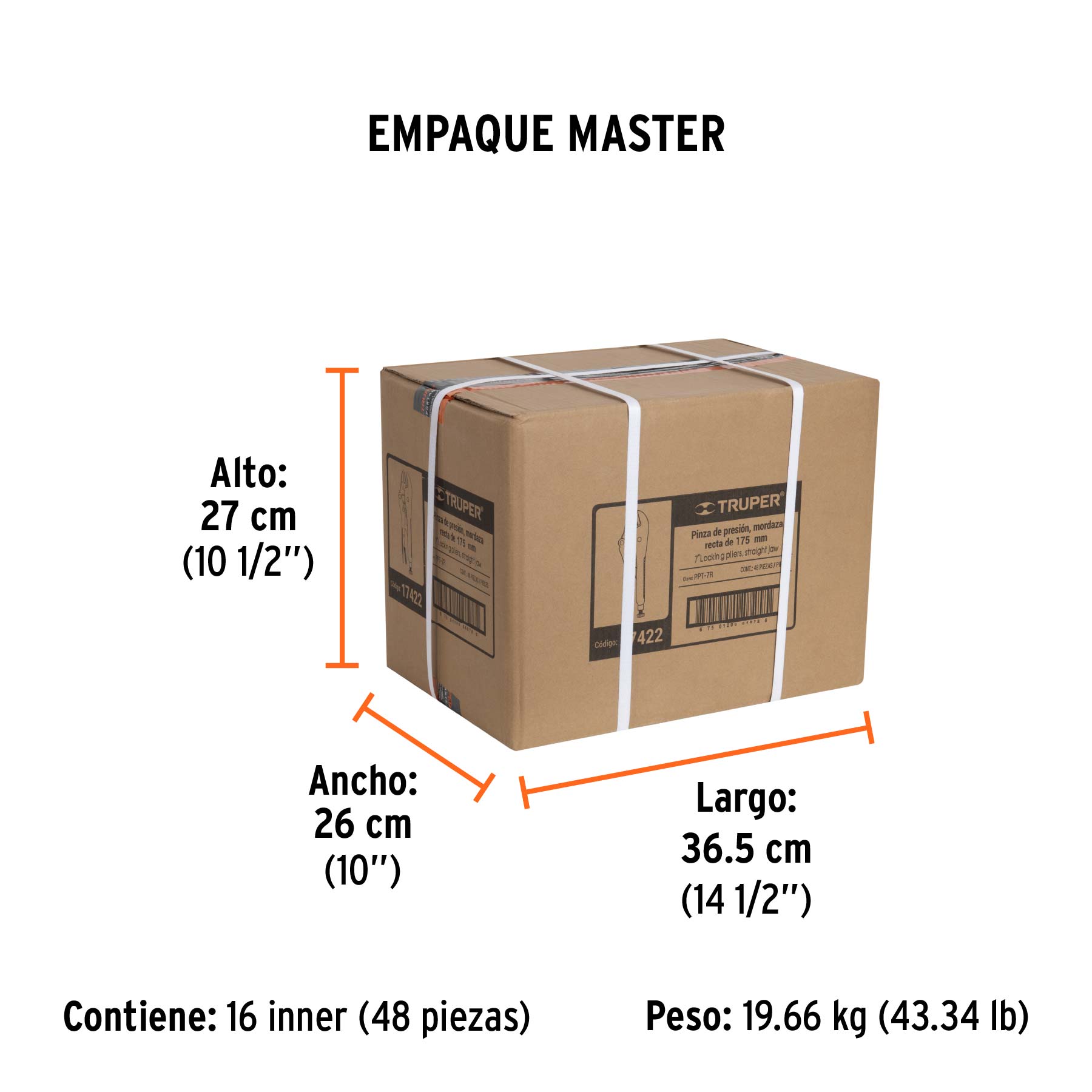 Pinza de presión 7", mordaza recta