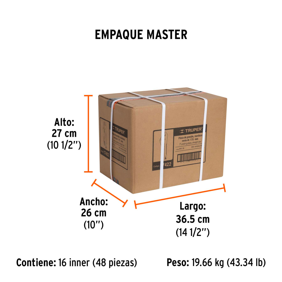 Pinza de presión 7", mordaza recta