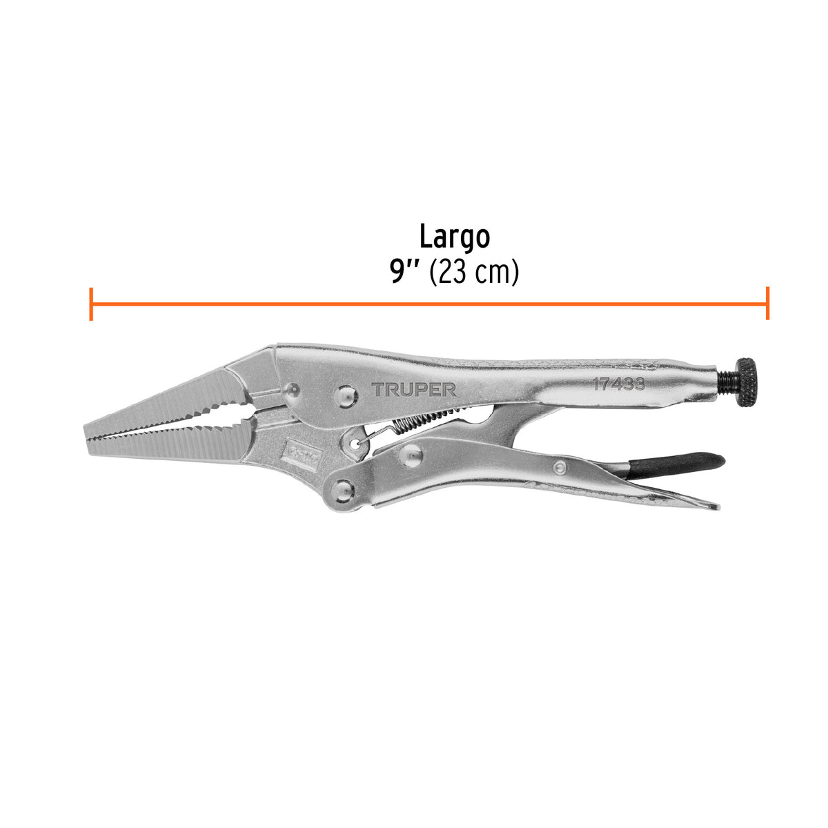 Pinza de presión 9", punta larga