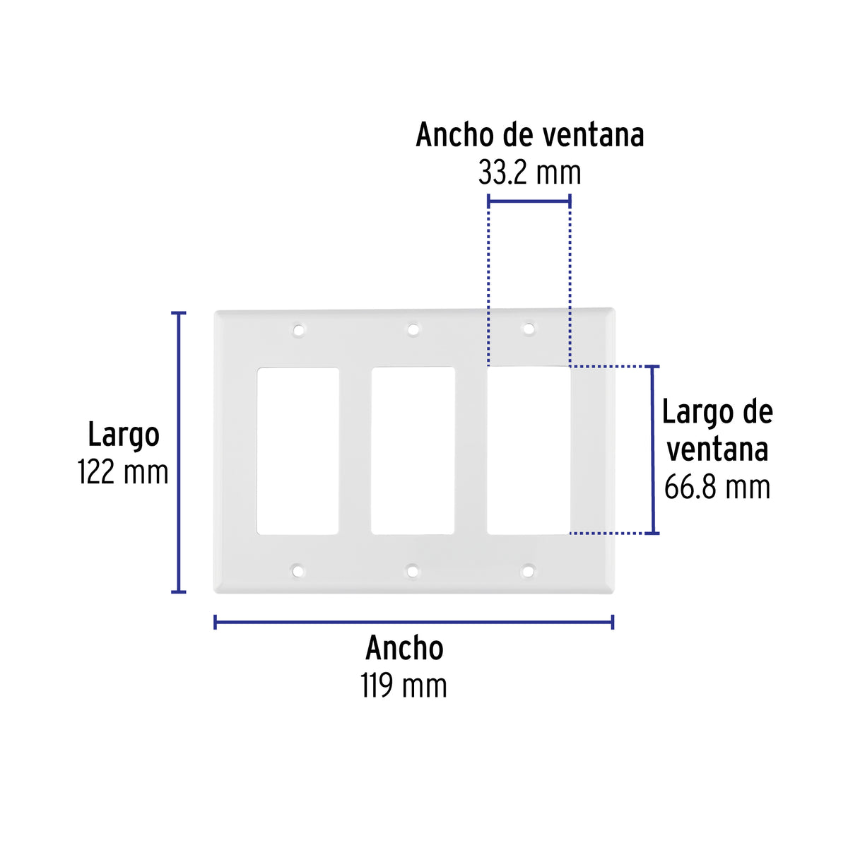 Placa 3 ventanas, de policarbonato, línea Classic