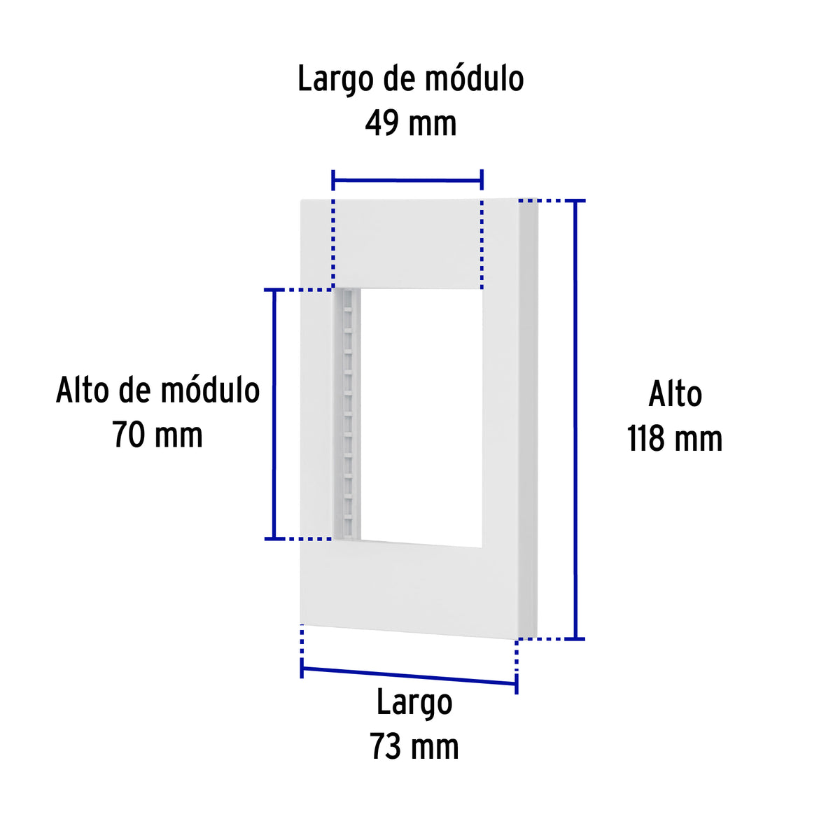 Placa 1 ventana, 3 módulos, línea Española, color blanco