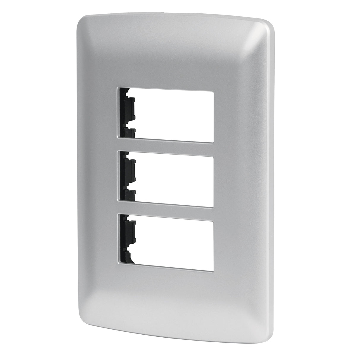 Placa 3 módulos de ABS, línea Italiana, color plata