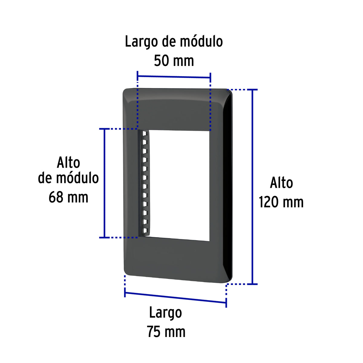 Placa negra de 1 ventana 3 módulos, línea Lisboa, Volteck