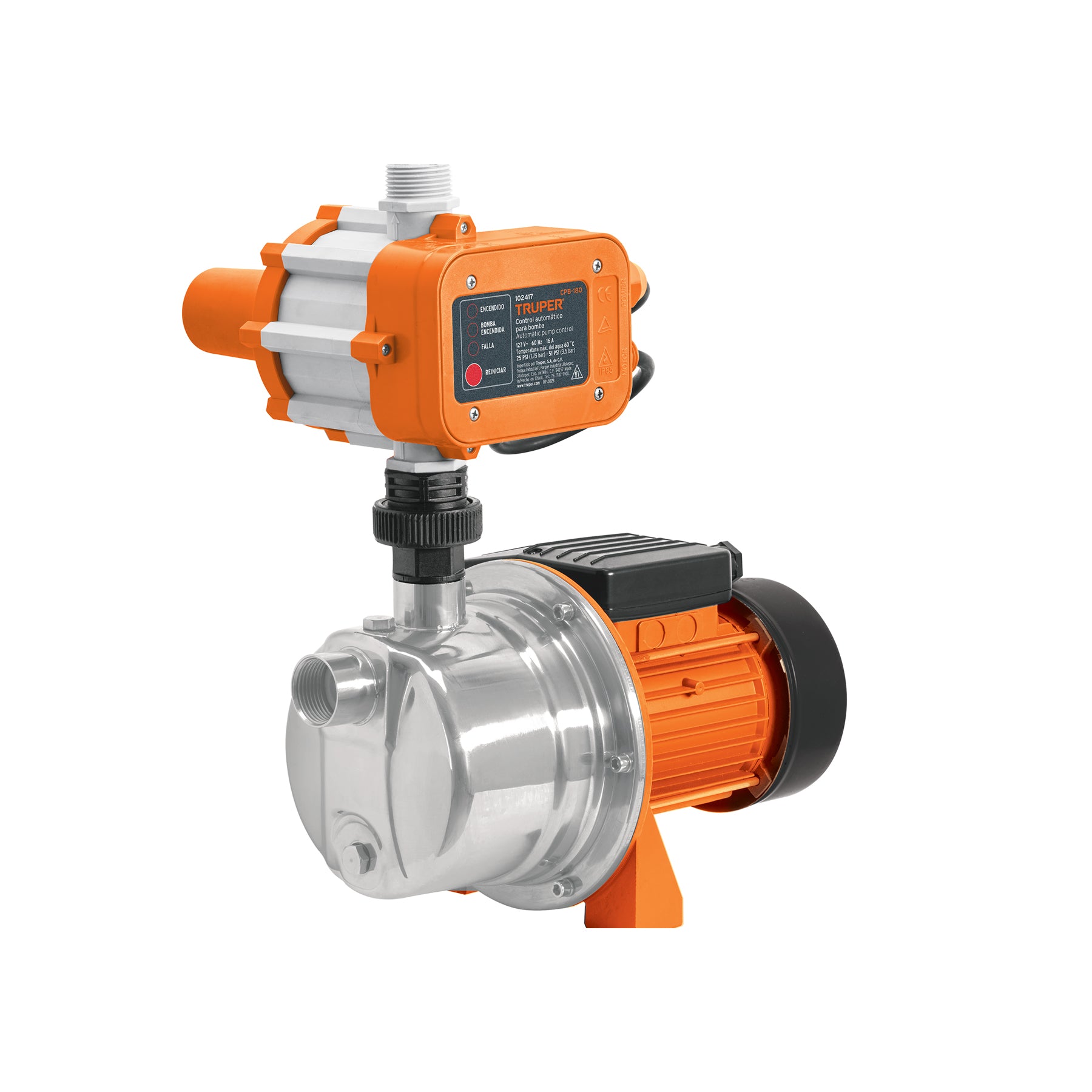 Bomba presurizadora jet acero 1/2 HP con control, Truper