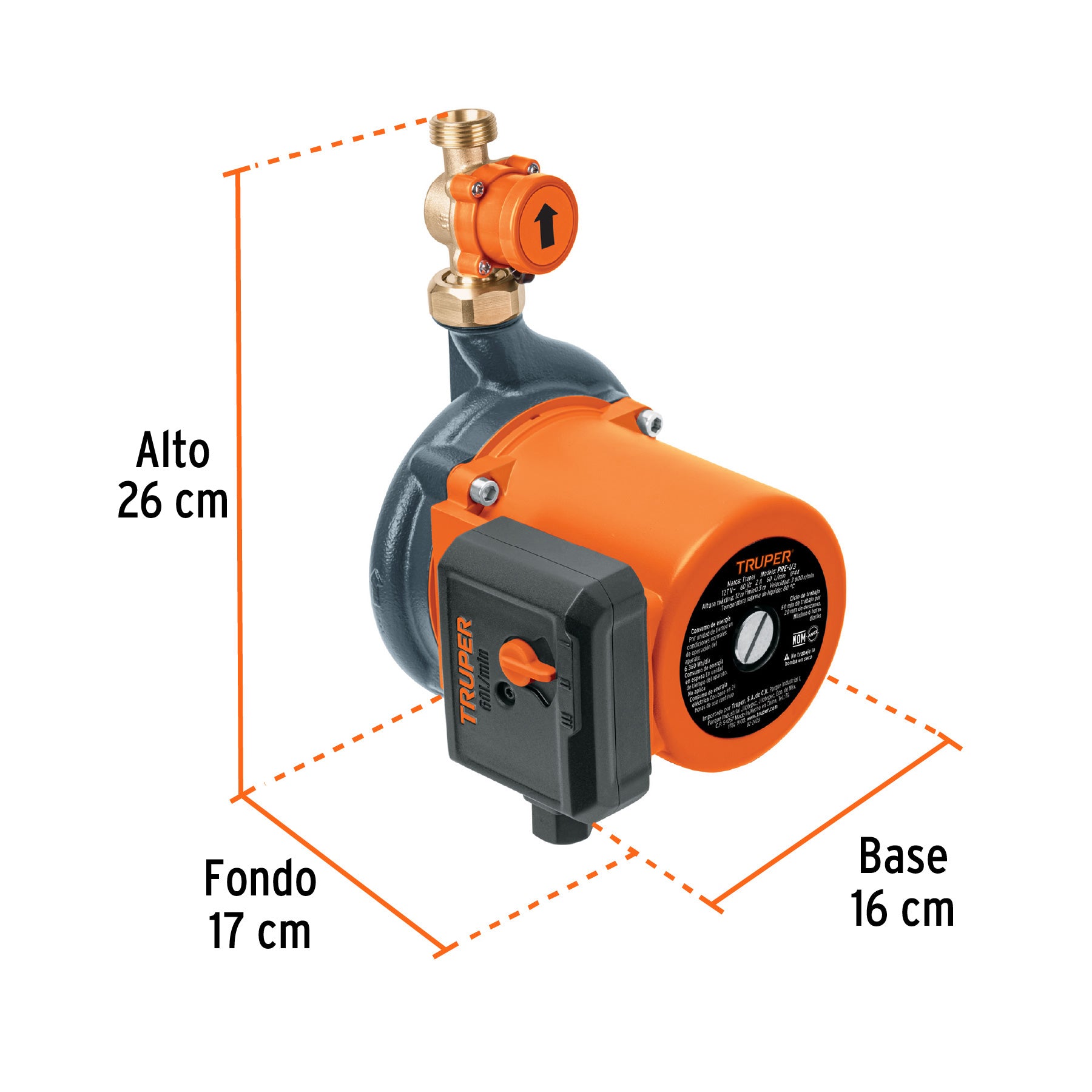Bomba de agua con presurizador de 1/3 HP