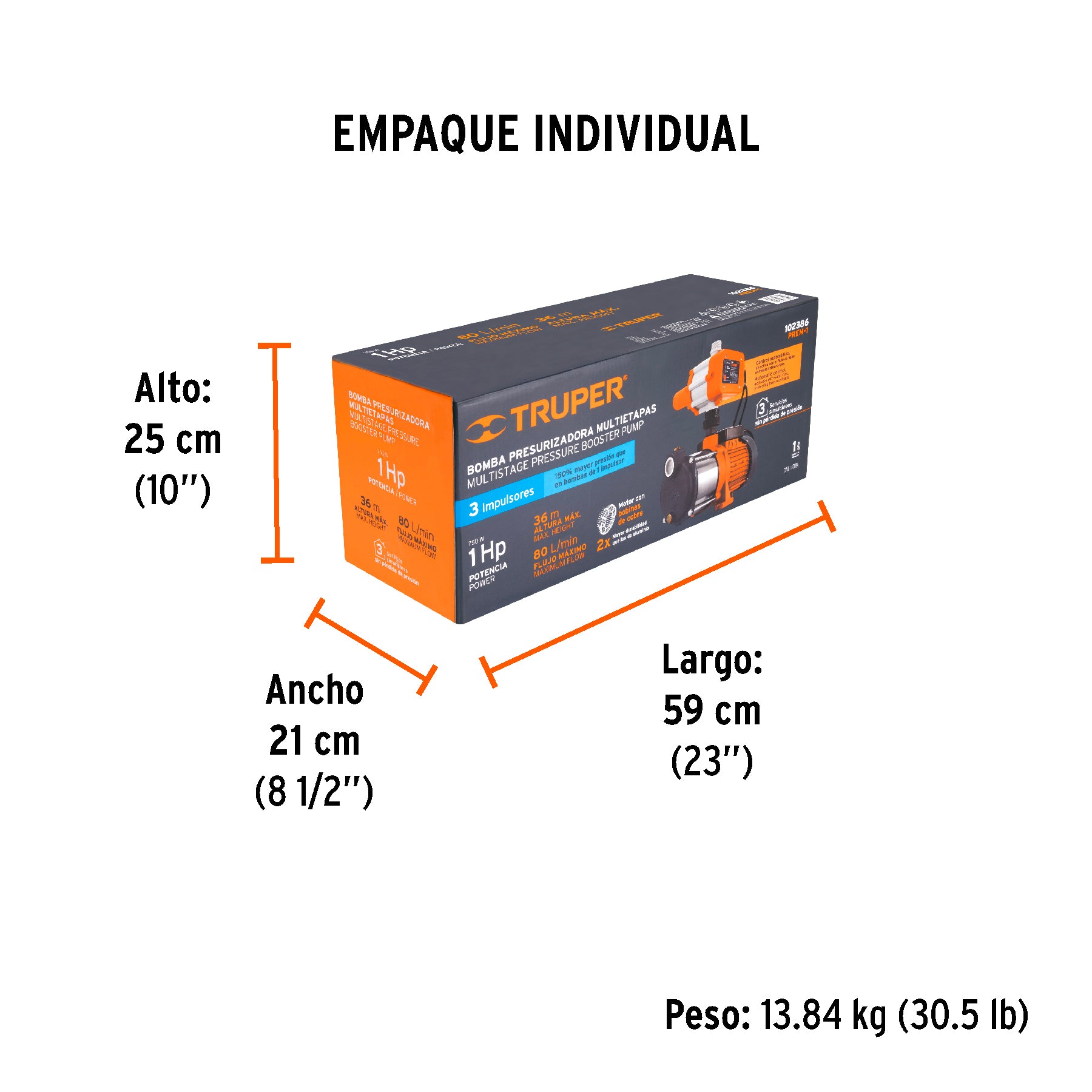 Bomba presurizadora multietapas 1 HP, Truper