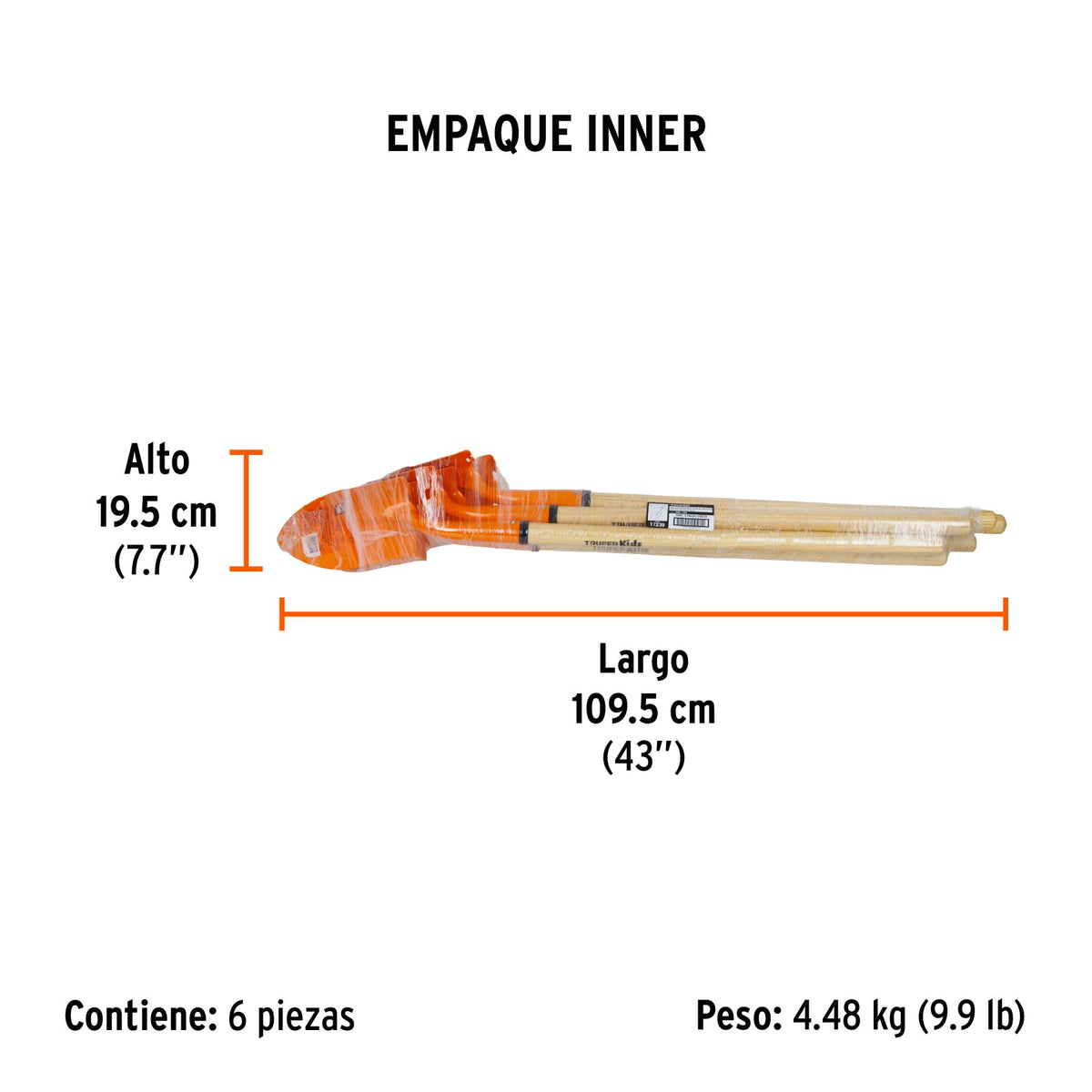 Pala redonda para niños, mango 30"