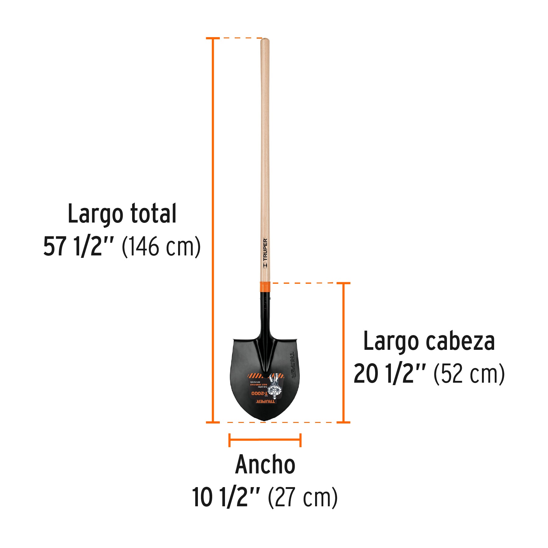 Pala redonda, tipo Colombia, # 4, mango largo
