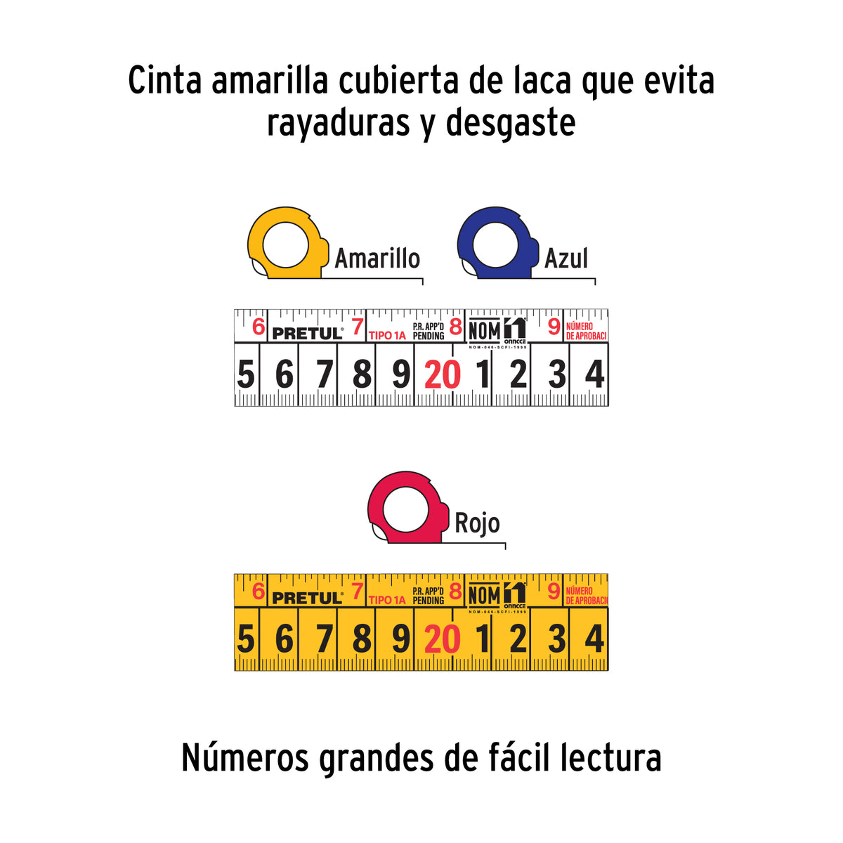 Flexómetros 3 m, cinta 13 mm en display box, 24 pzas, Pretul