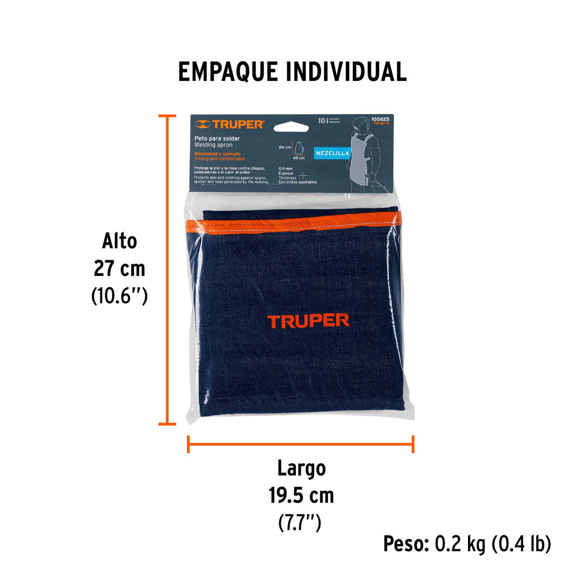 Protección para soldar, peto de mezclilla, TRUPER
