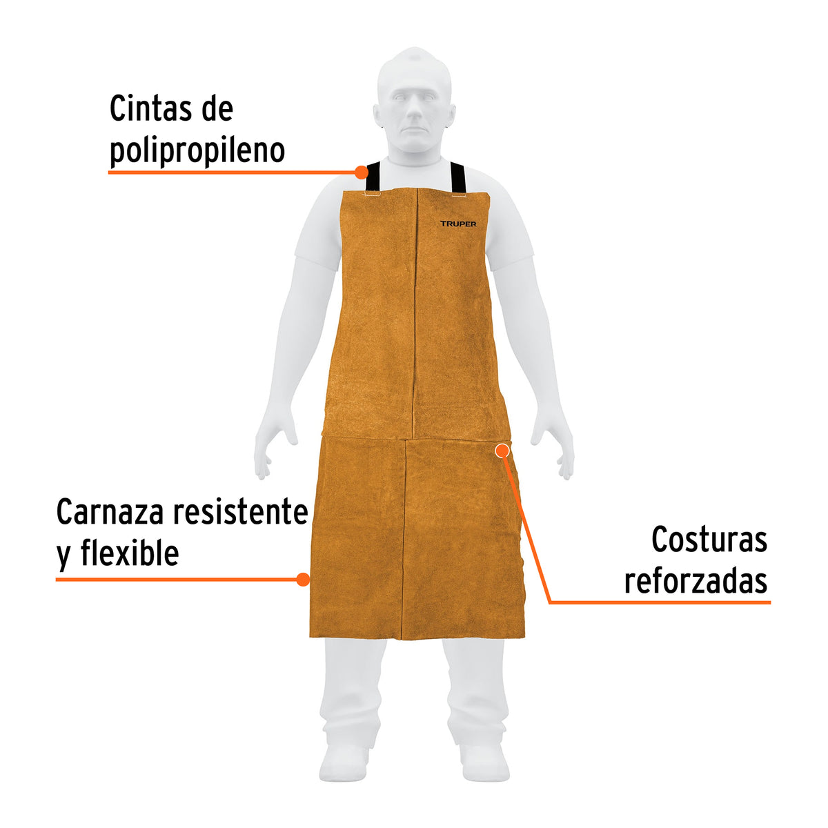 Protección para soldar, peto de carnaza