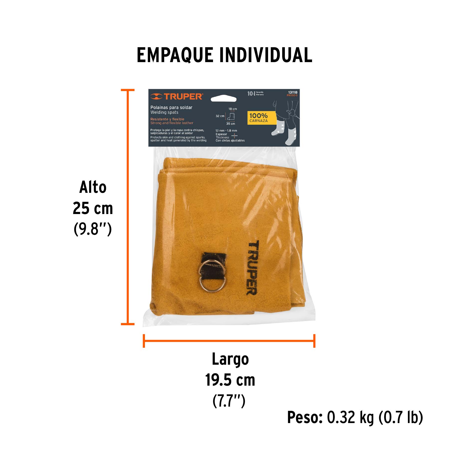 Protección para soldar, polainas de carnaza