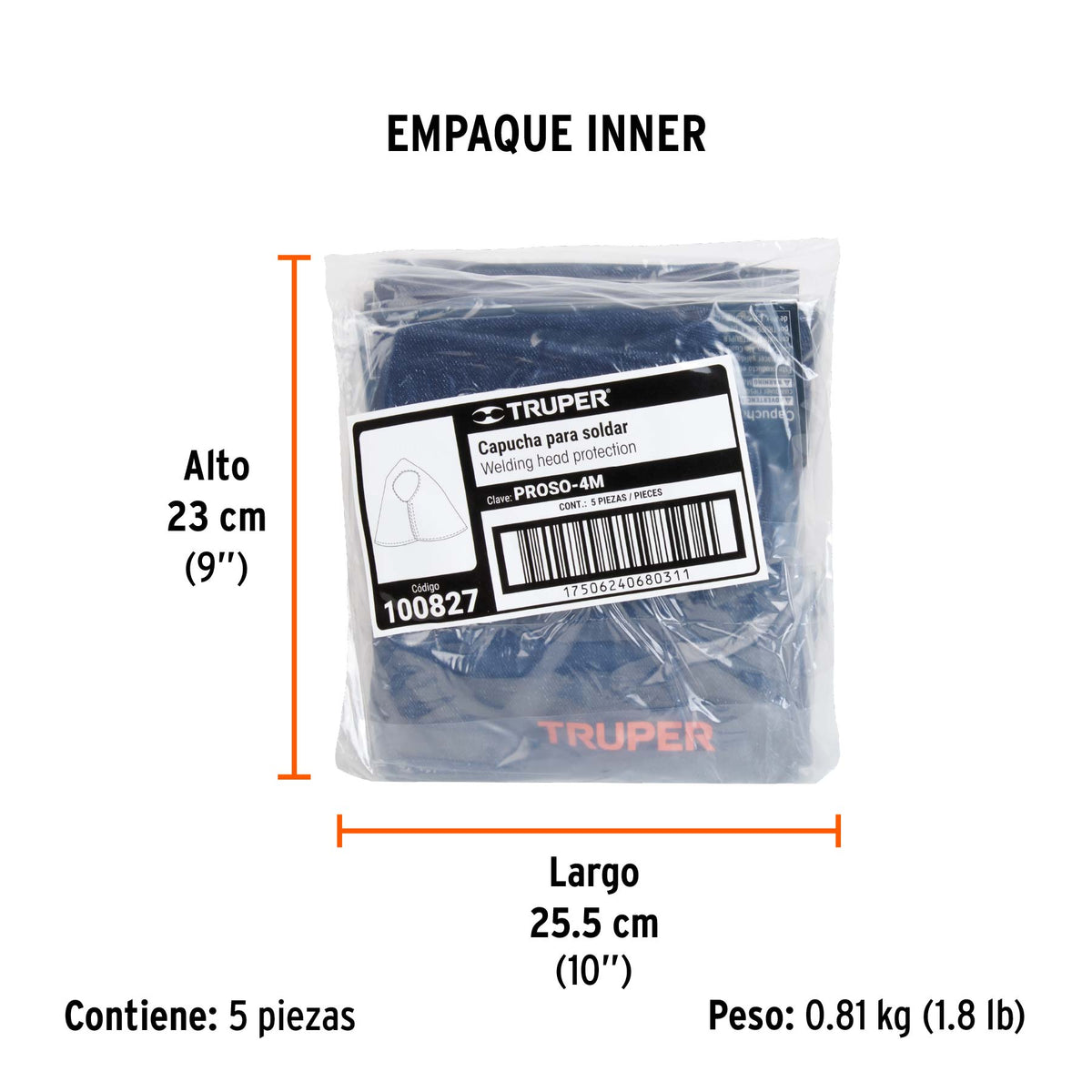 Protección para soldar, capucha de mezclilla, TRUPER