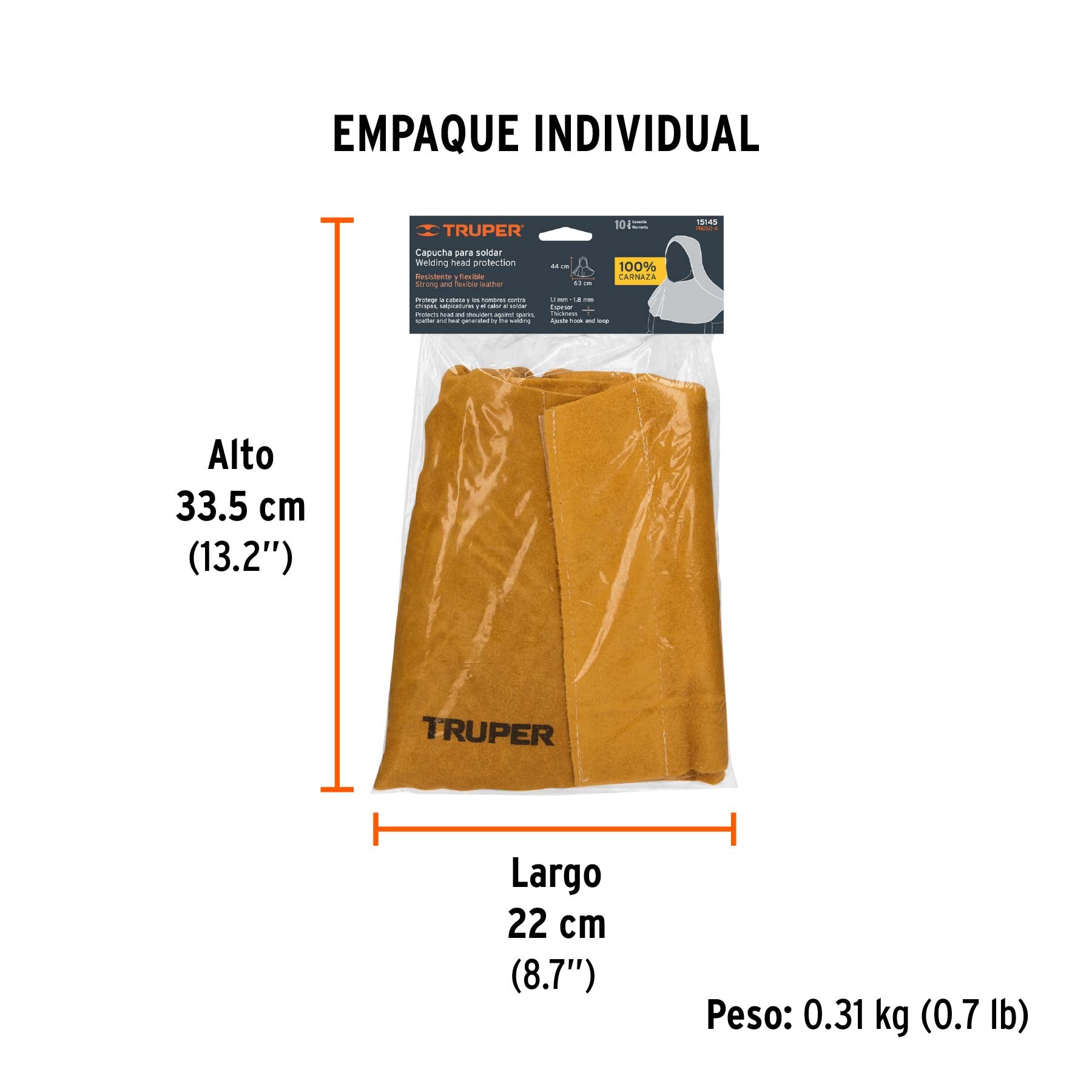 Protección para soldar, capucha carnaza