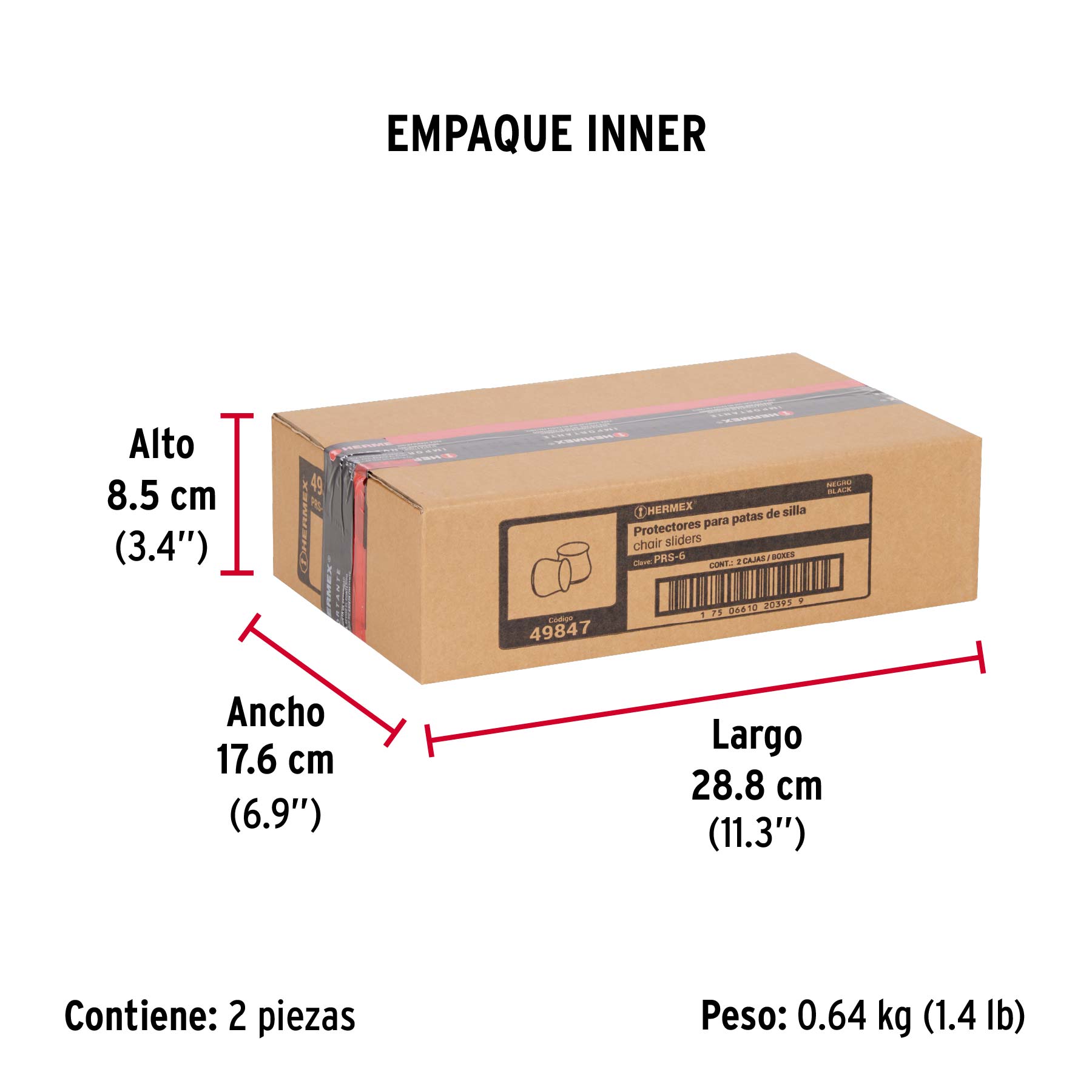 Caja con 24 protectores para patas de silla, negro