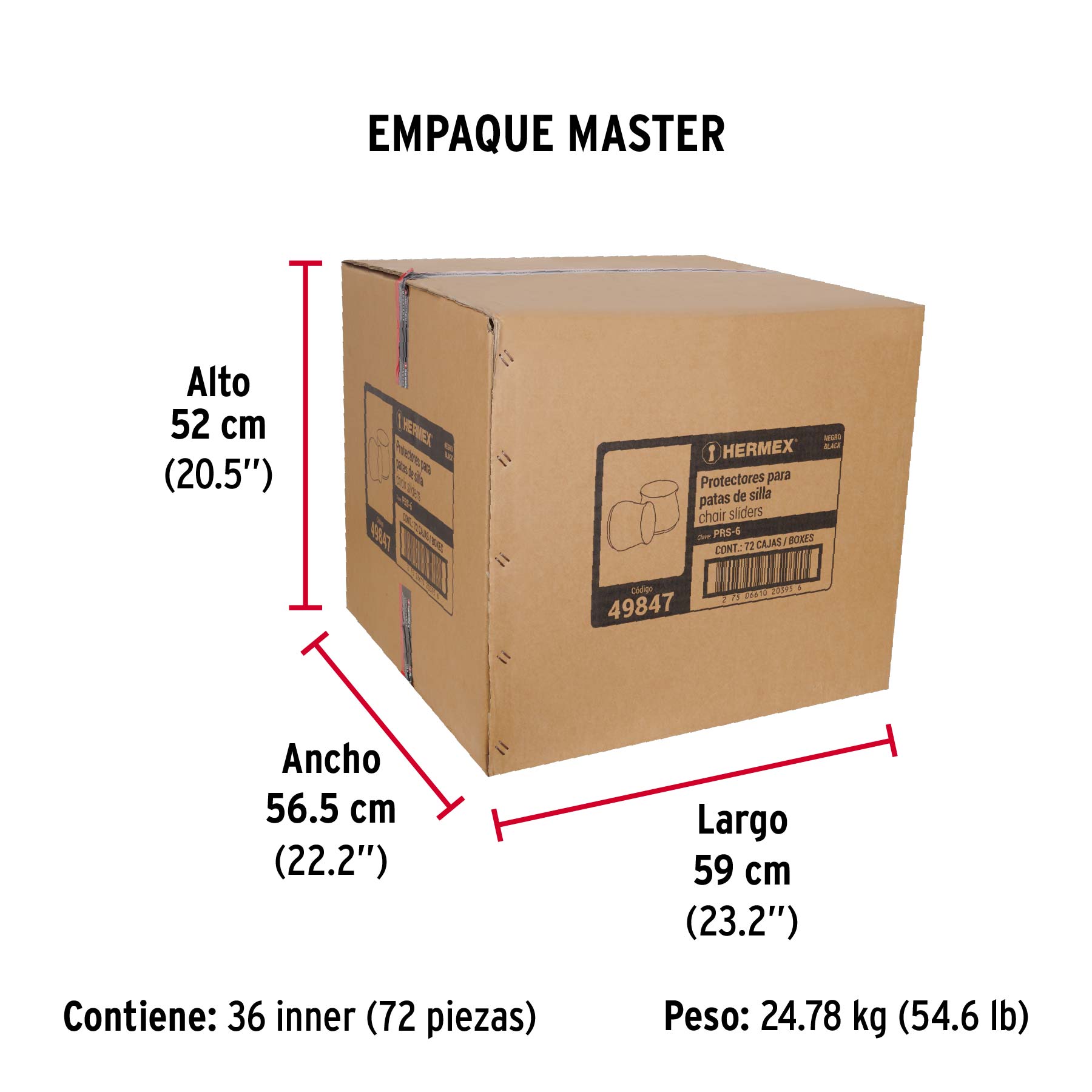 Caja con 24 protectores para patas de silla, negro
