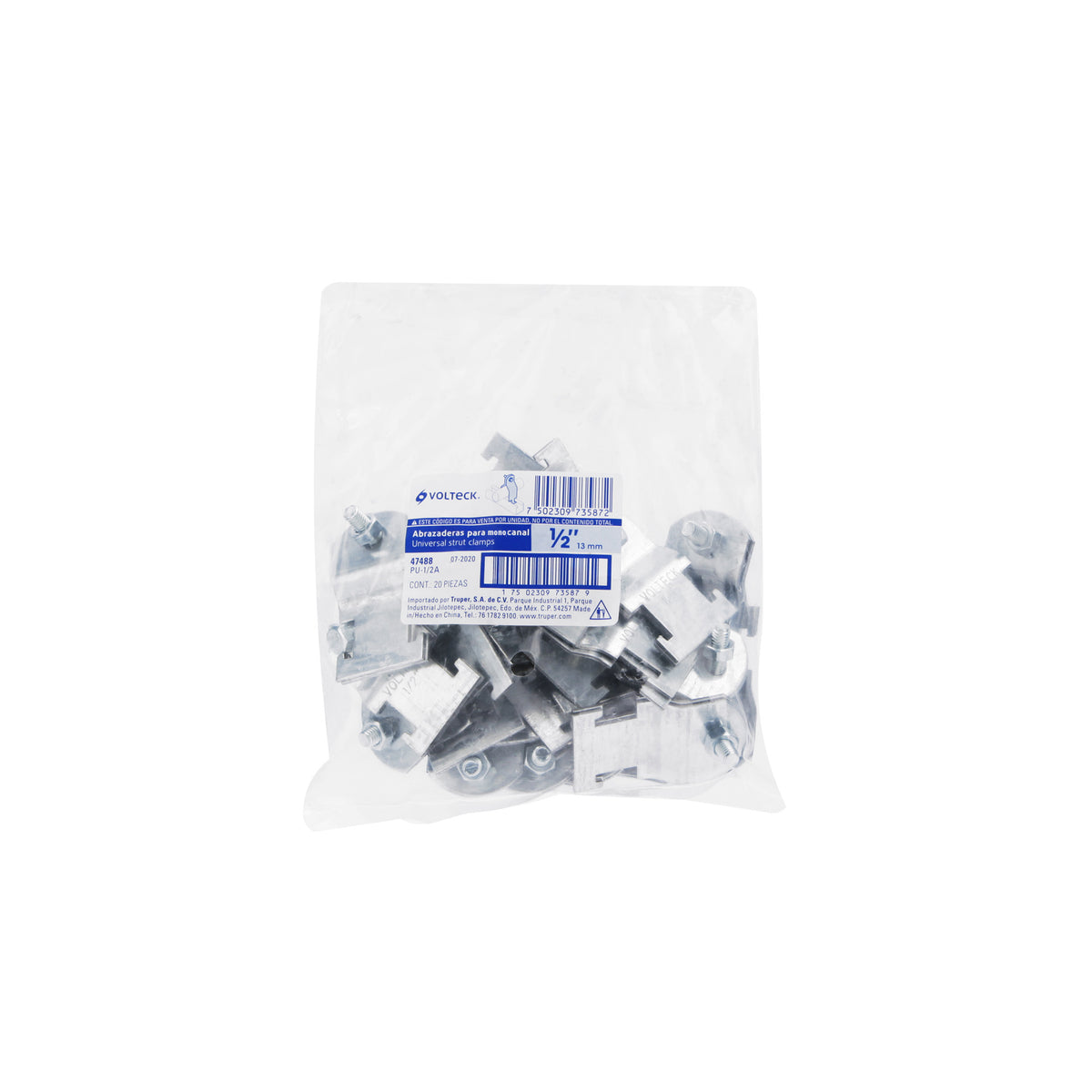 Abrazadera para unicanal 1/2 ', Volteck