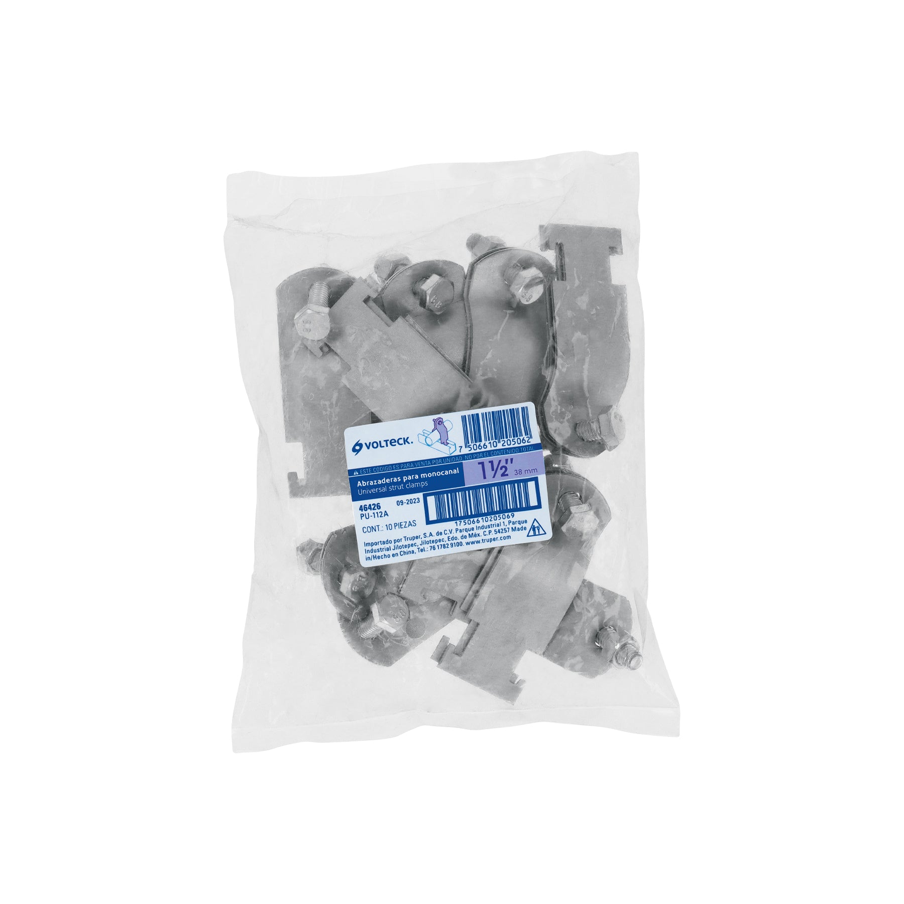 Abrazadera para unicanal de 1 1/2', Volteck