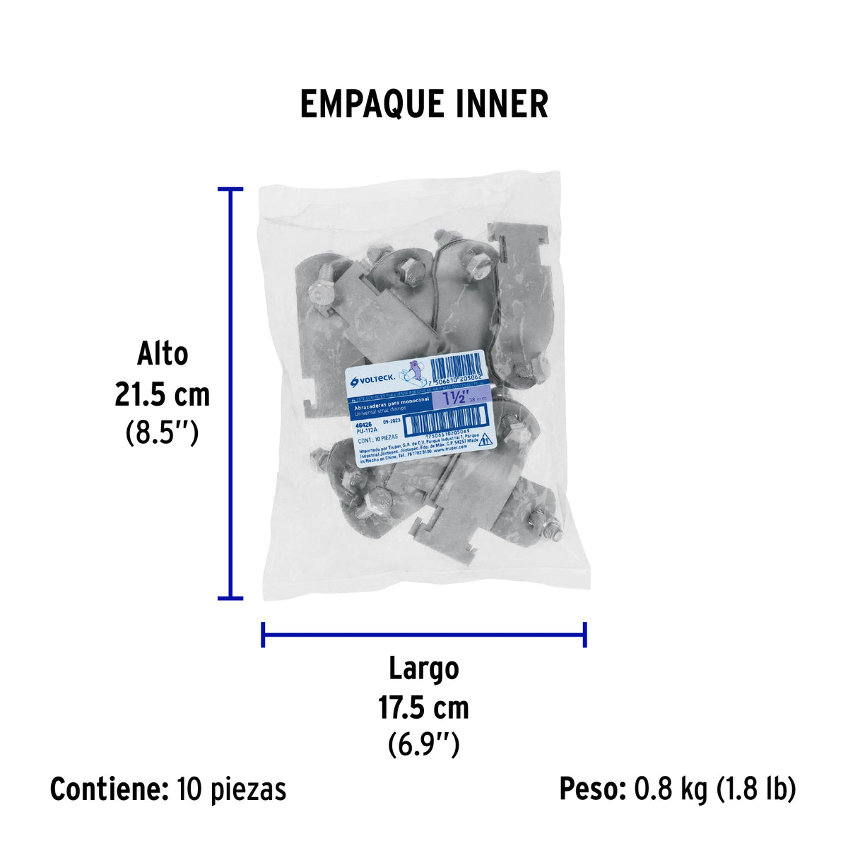 Abrazadera para unicanal de 1 1/2', Volteck