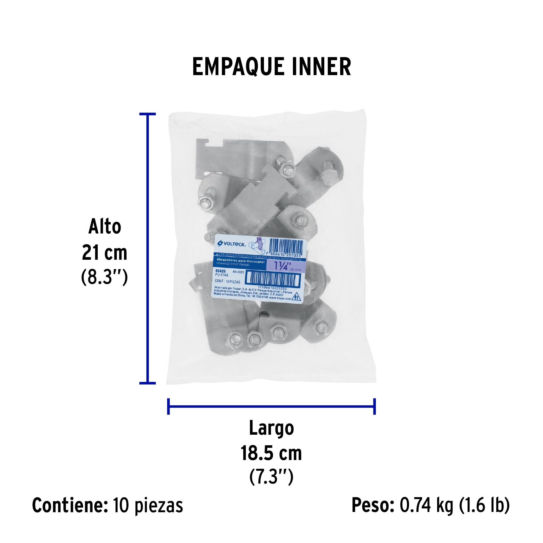 Abrazadera para unicanal de 1 1/4', Volteck