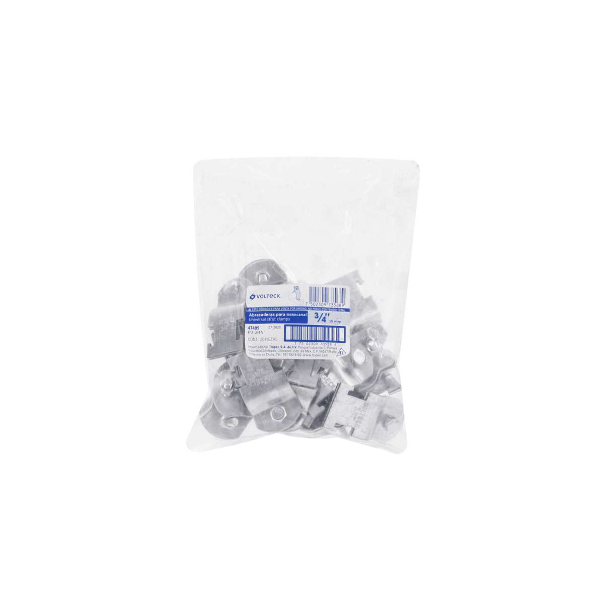 Abrazadera para unicanal, 3/4', Volteck