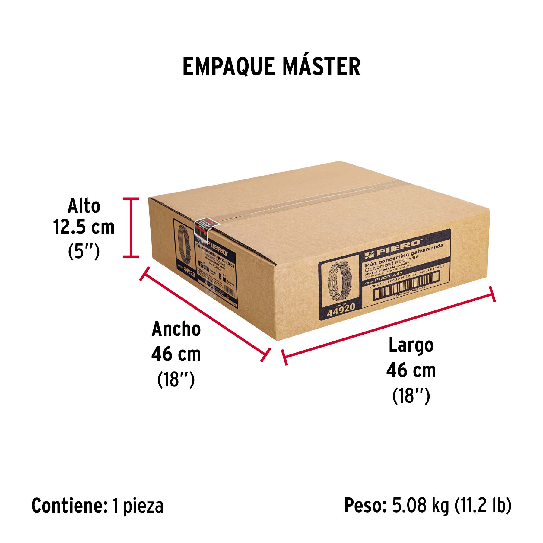 Púa concertina, alta seguridad, 45 cm diámetro