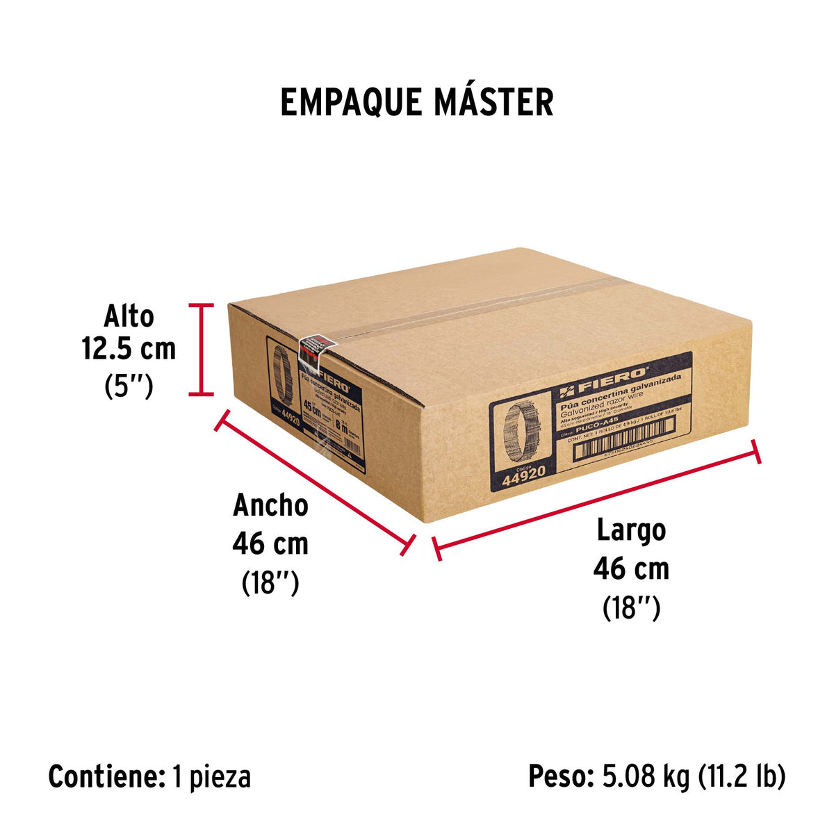 Púa concertina, alta seguridad, 45 cm diámetro