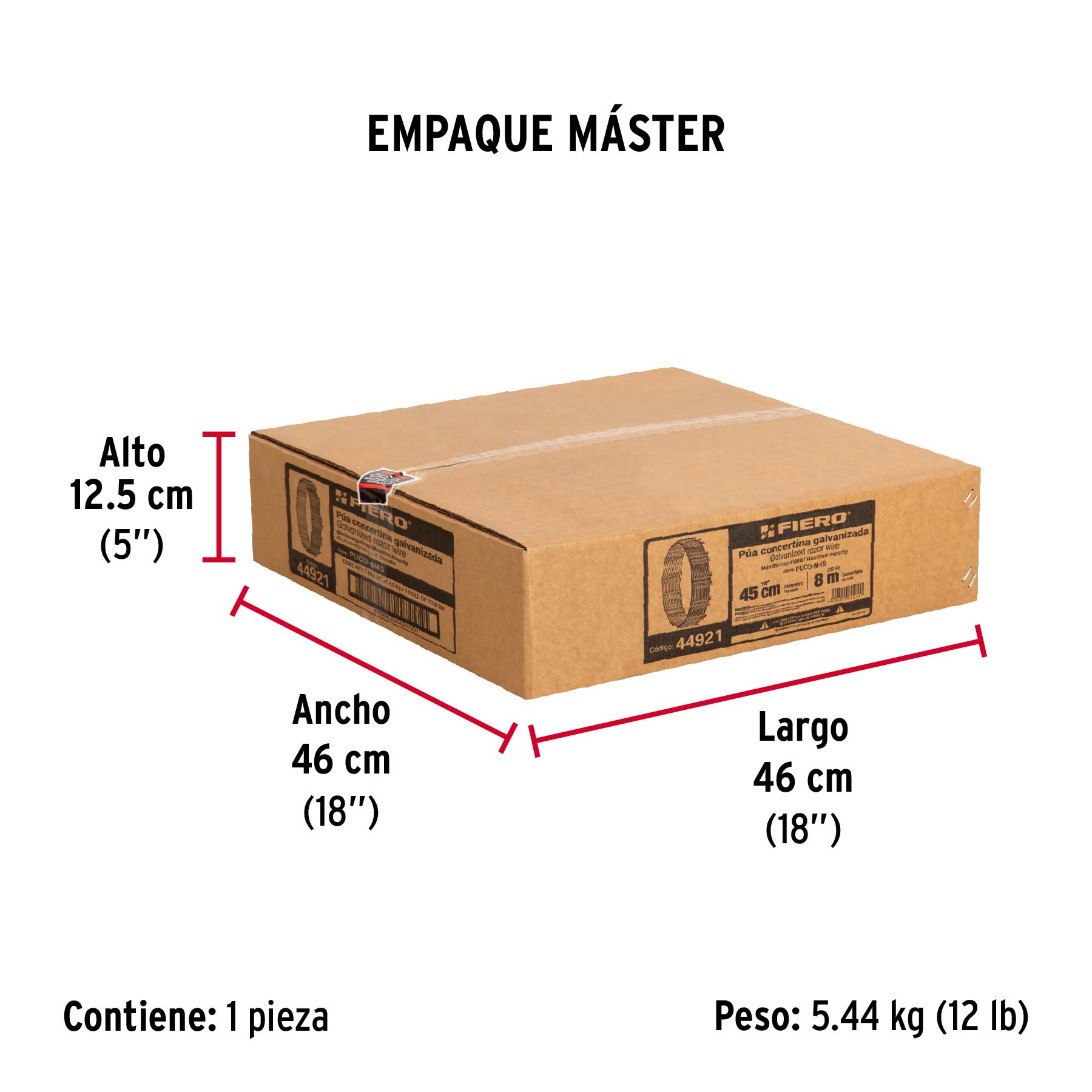 Púa concertina, máxima seguridad, 45 cm diámetro