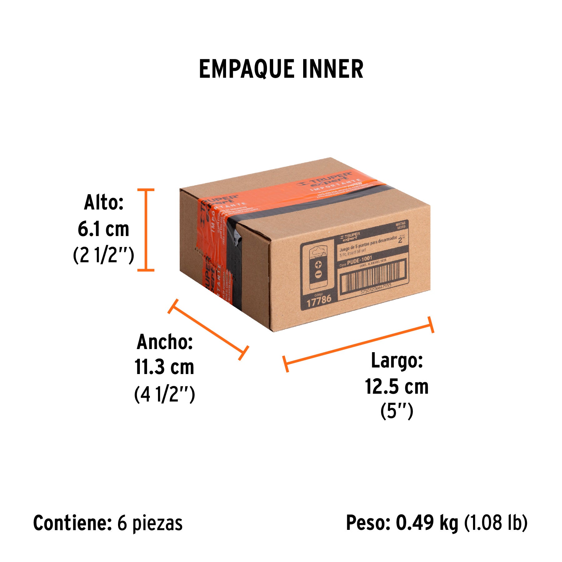 Juego de 5 puntas para desarmador, 2"
