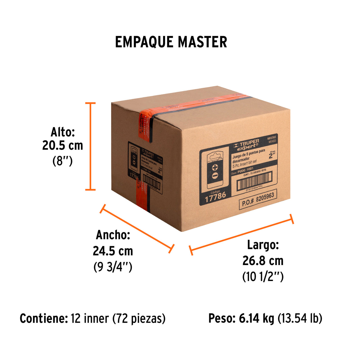 Juego de 5 puntas para desarmador, 2"