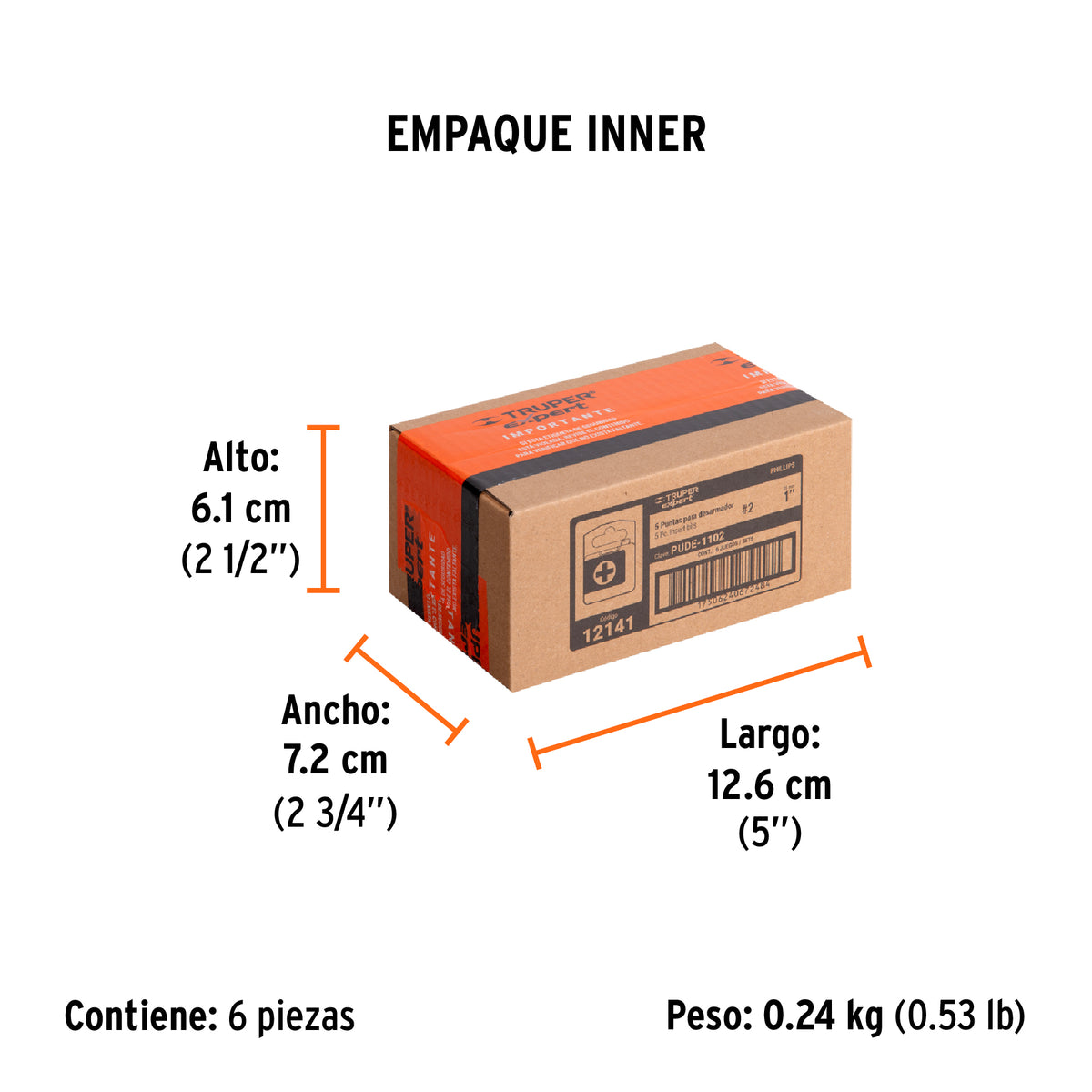 Puntas para desarmador Phillips PH2, 1", 5 piezas