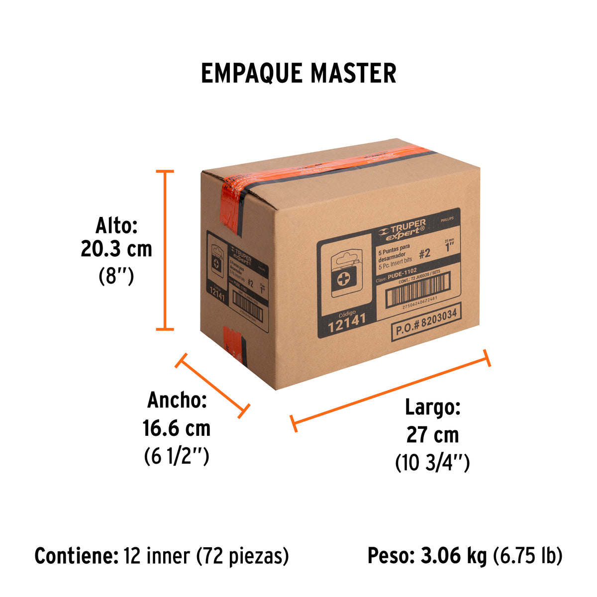 Puntas para desarmador Phillips PH2, 1", 5 piezas