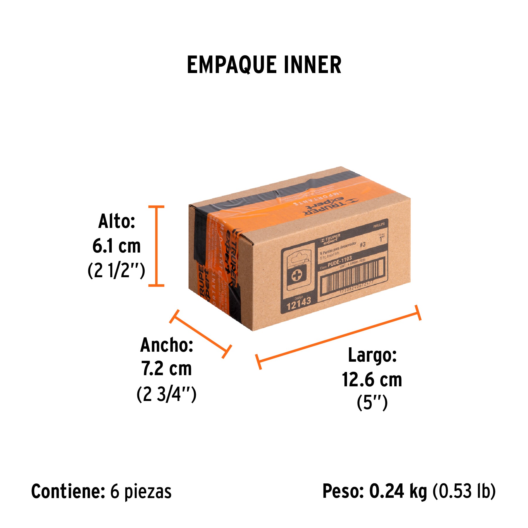 Puntas para desarmador Phillips PH3, 1", 5 piezas