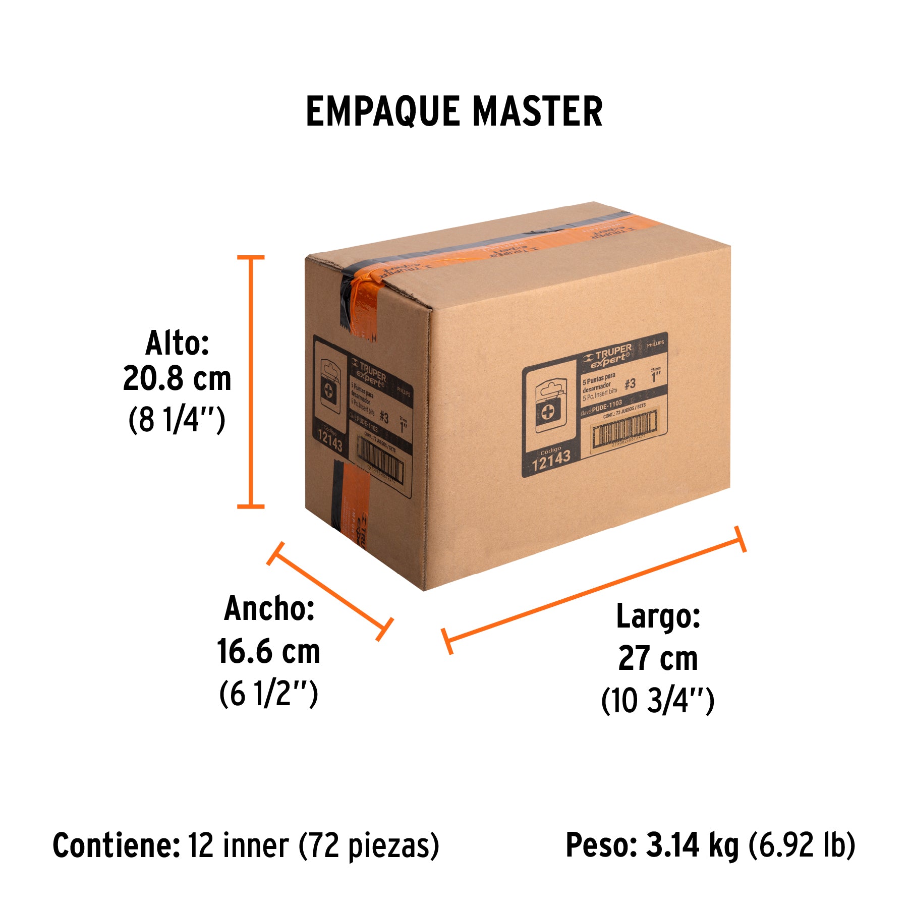 Puntas para desarmador Phillips PH3, 1", 5 piezas