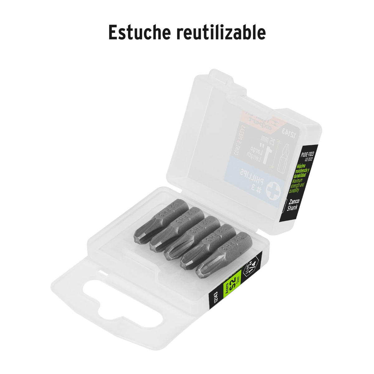 Puntas para desarmador Phillips PH3, 1", 5 piezas