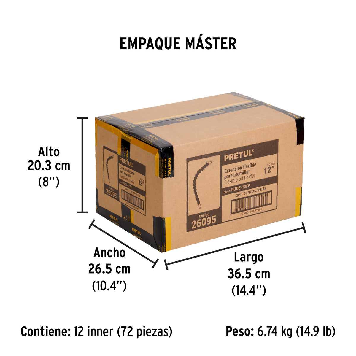Extensión 12' flexible para atornillar, Pretul