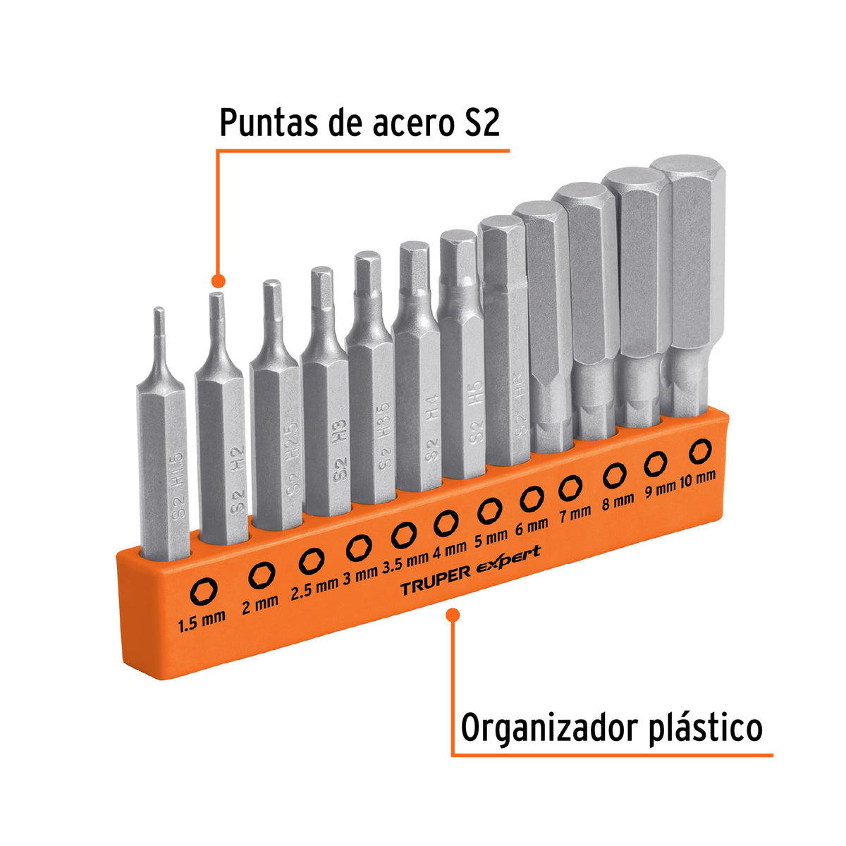 Juego de 12 puntas hexagonales mm largo 2', Expert