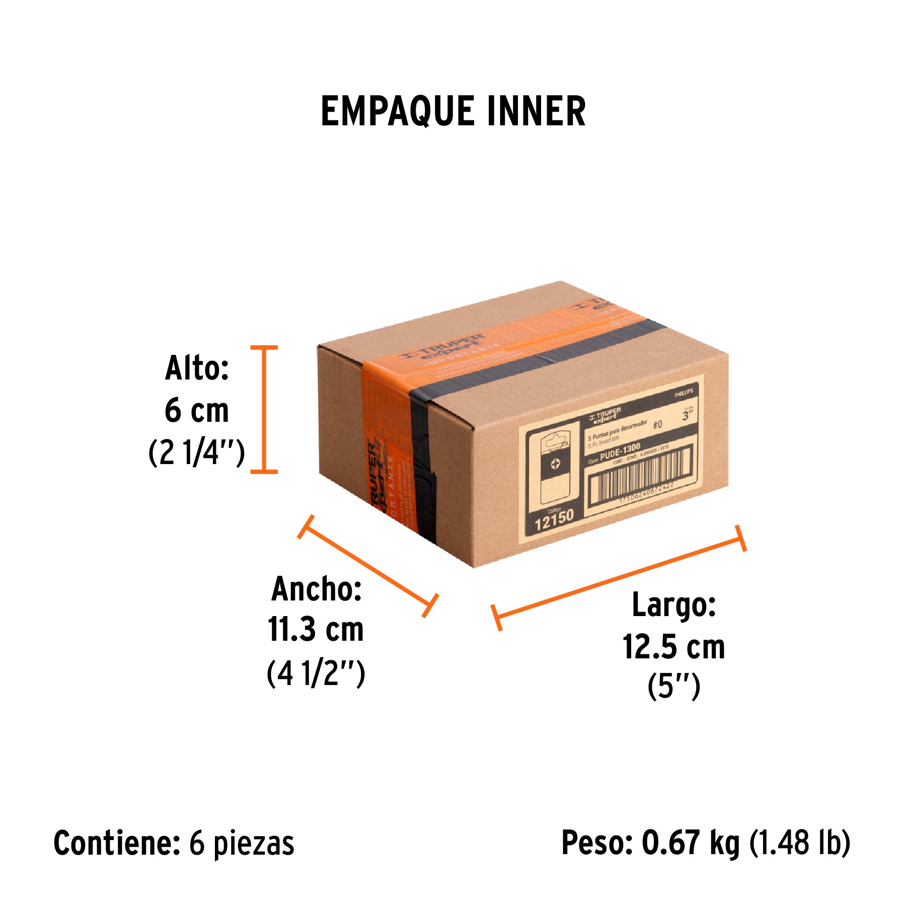 Puntas para desarmador Phillips PH0, 3", 5 piezas