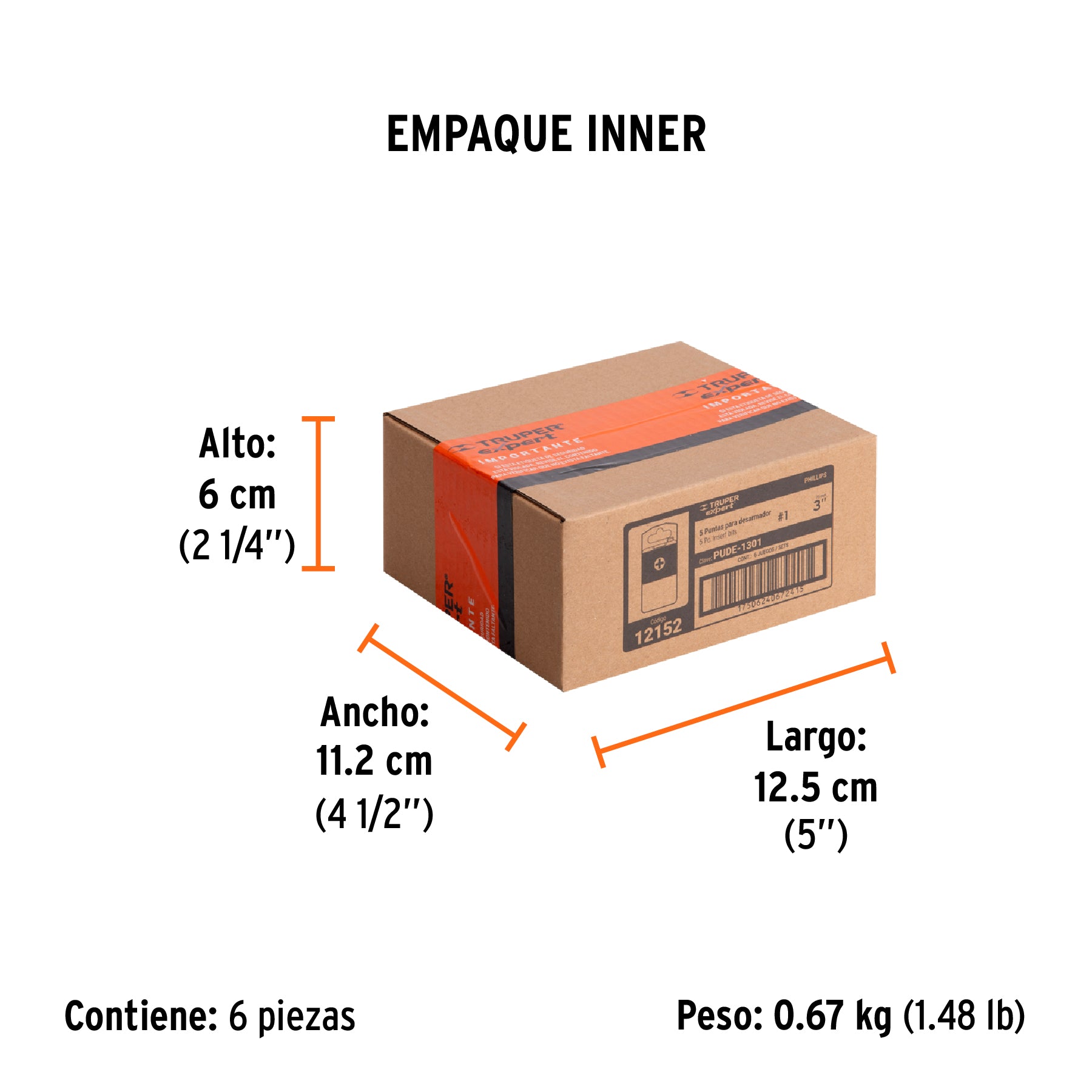 Puntas para desarmador Phillips PH1, 3", 5 piezas