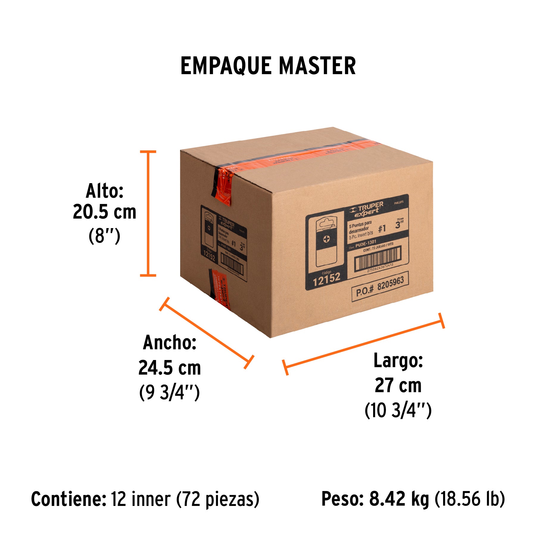 Puntas para desarmador Phillips PH1, 3", 5 piezas