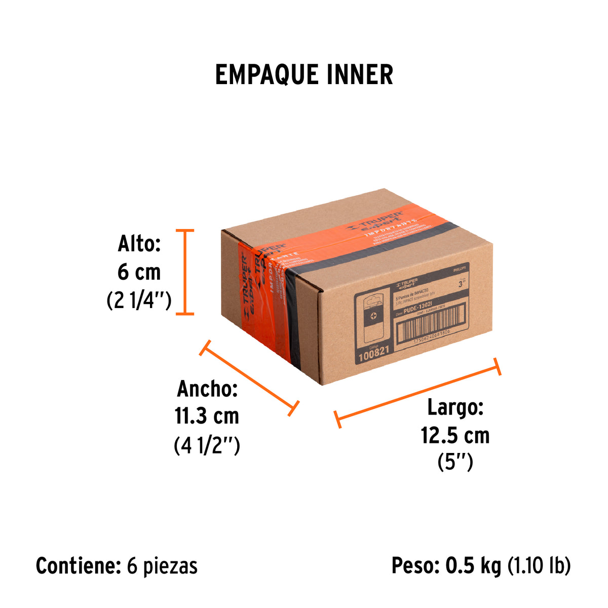Estuche con 5 puntas de cruz PH2 de impacto largo 3", EXPERT