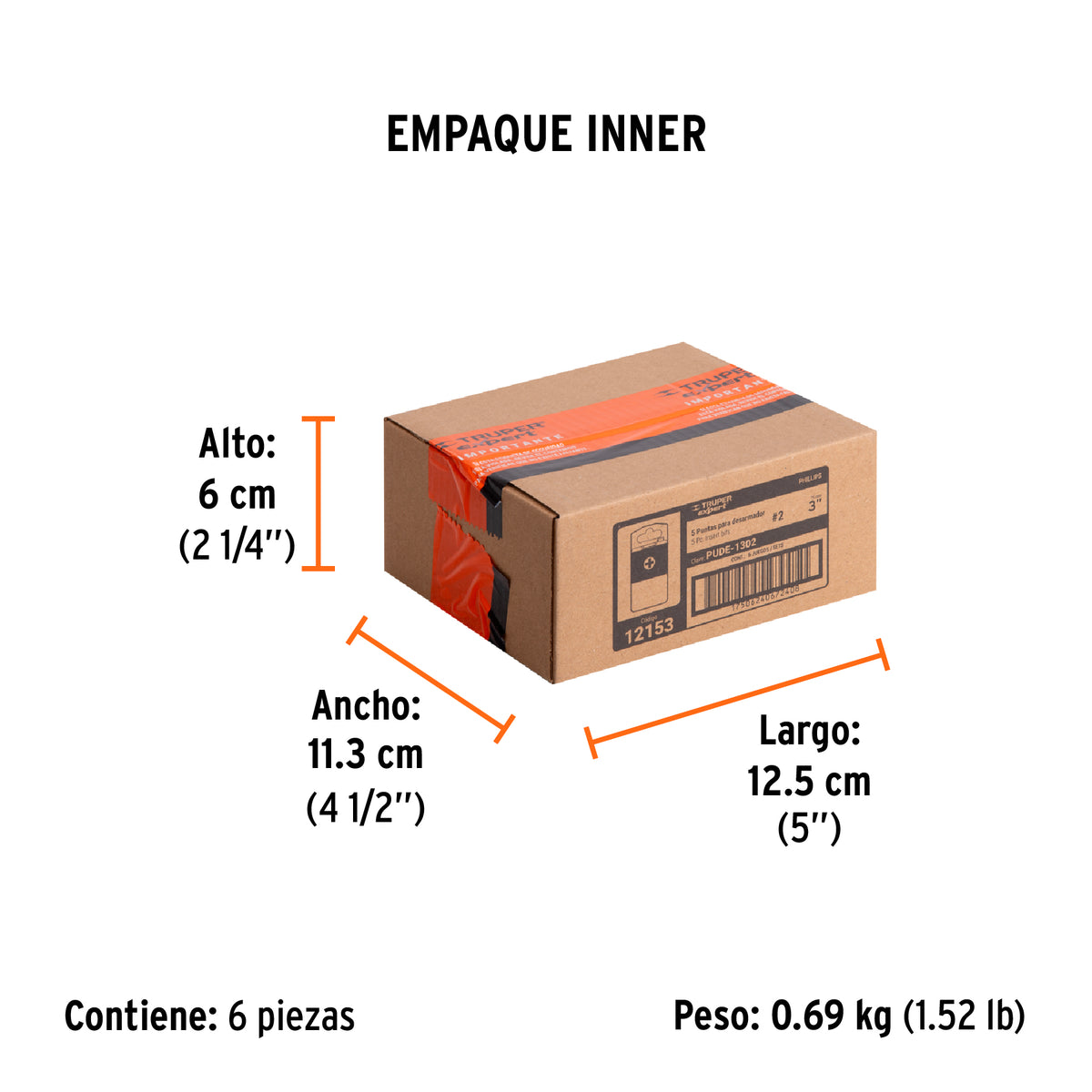 Puntas para desarmador Phillips PH2, 3", 5 piezas
