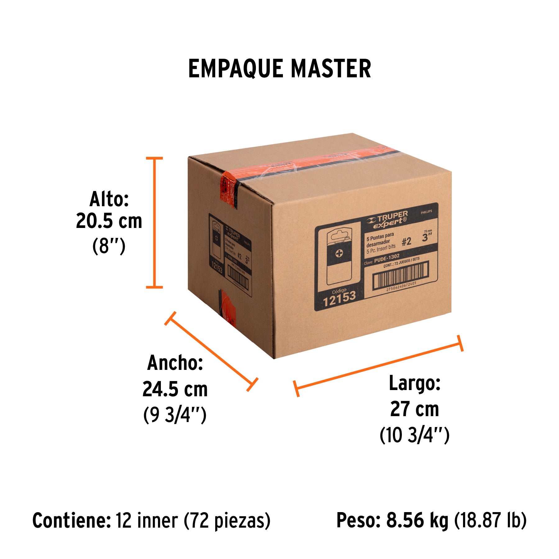 Puntas para desarmador Phillips PH2, 3", 5 piezas